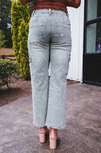 Cammy Cargo Denim Jeans, Olive sold by North & Main Clothing Company