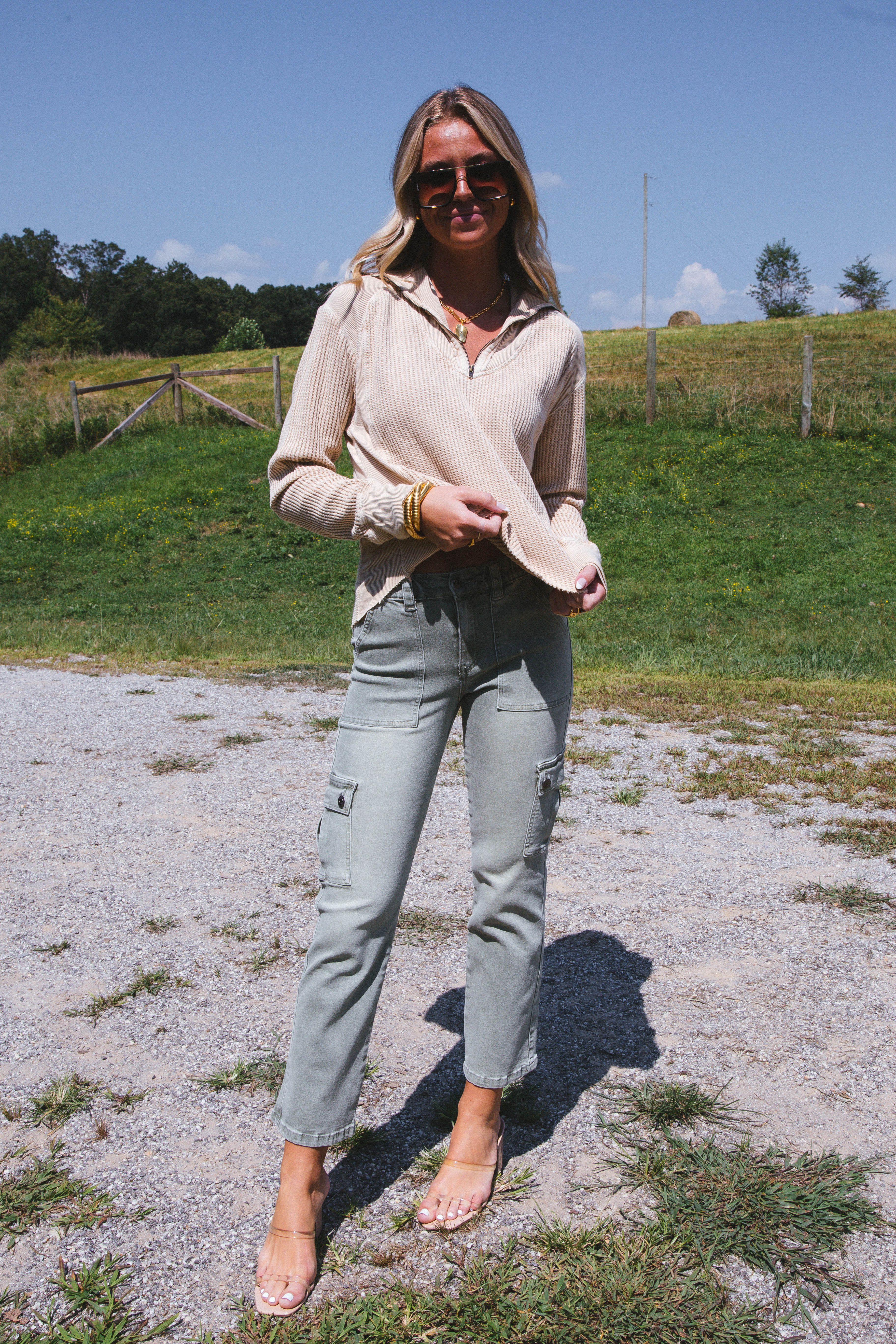 Cammy Cargo Denim Jeans, Olive sold by North & Main Clothing Company product image thumbnail 4