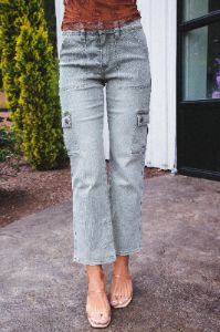 Cammy Cargo Denim Jeans, Olive sold by North & Main Clothing Company