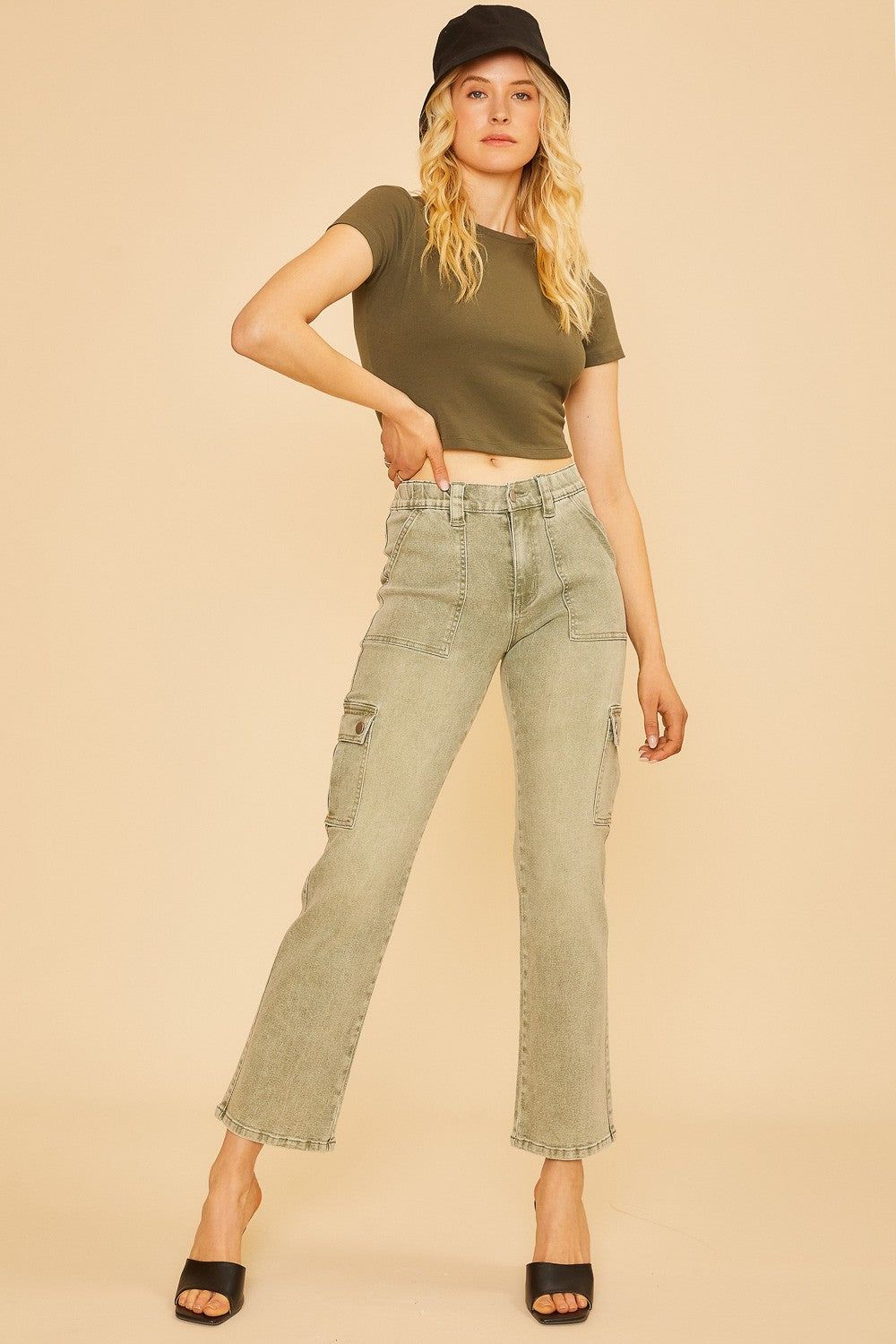 Cammy Cargo Denim Jeans, Olive sold by North & Main Clothing Company product image thumbnail 29