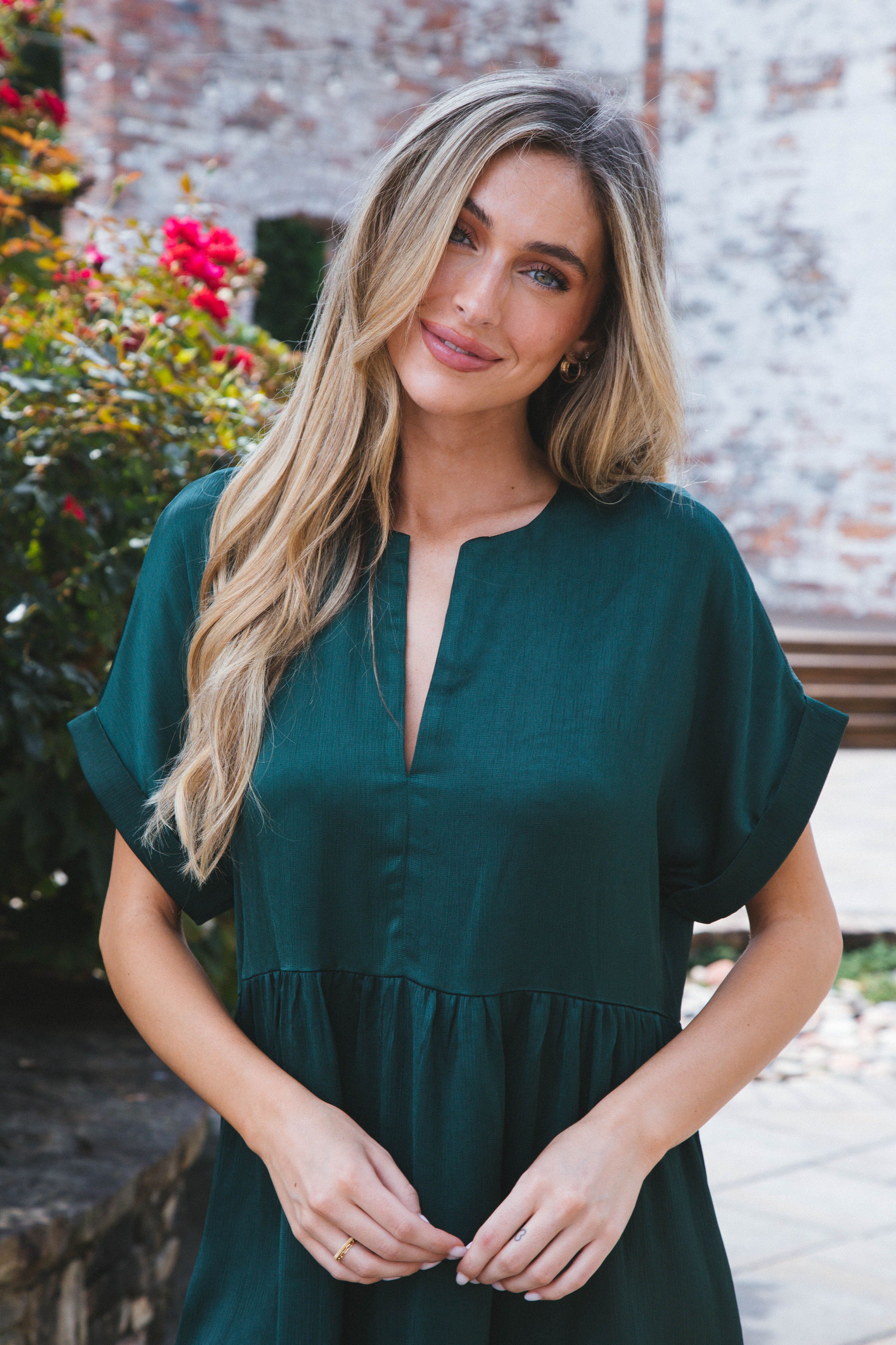 Serrano Tiered Dress, Hunter Green sold by North & Main Clothing Company product image thumbnail 5