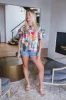 Evelyn Pleated Leaf Print Top, Multi sold by North & Main Clothing Company