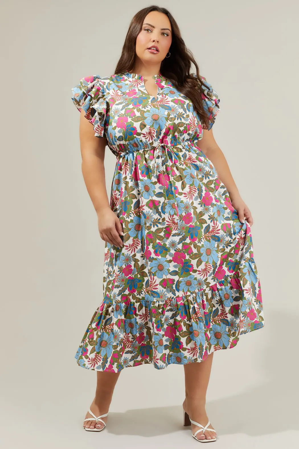 Skylar Ruffle Sleeve Midi Dress, Dusty Olive | Plus Size sold by North & Main Clothing Company product image thumbnail 2