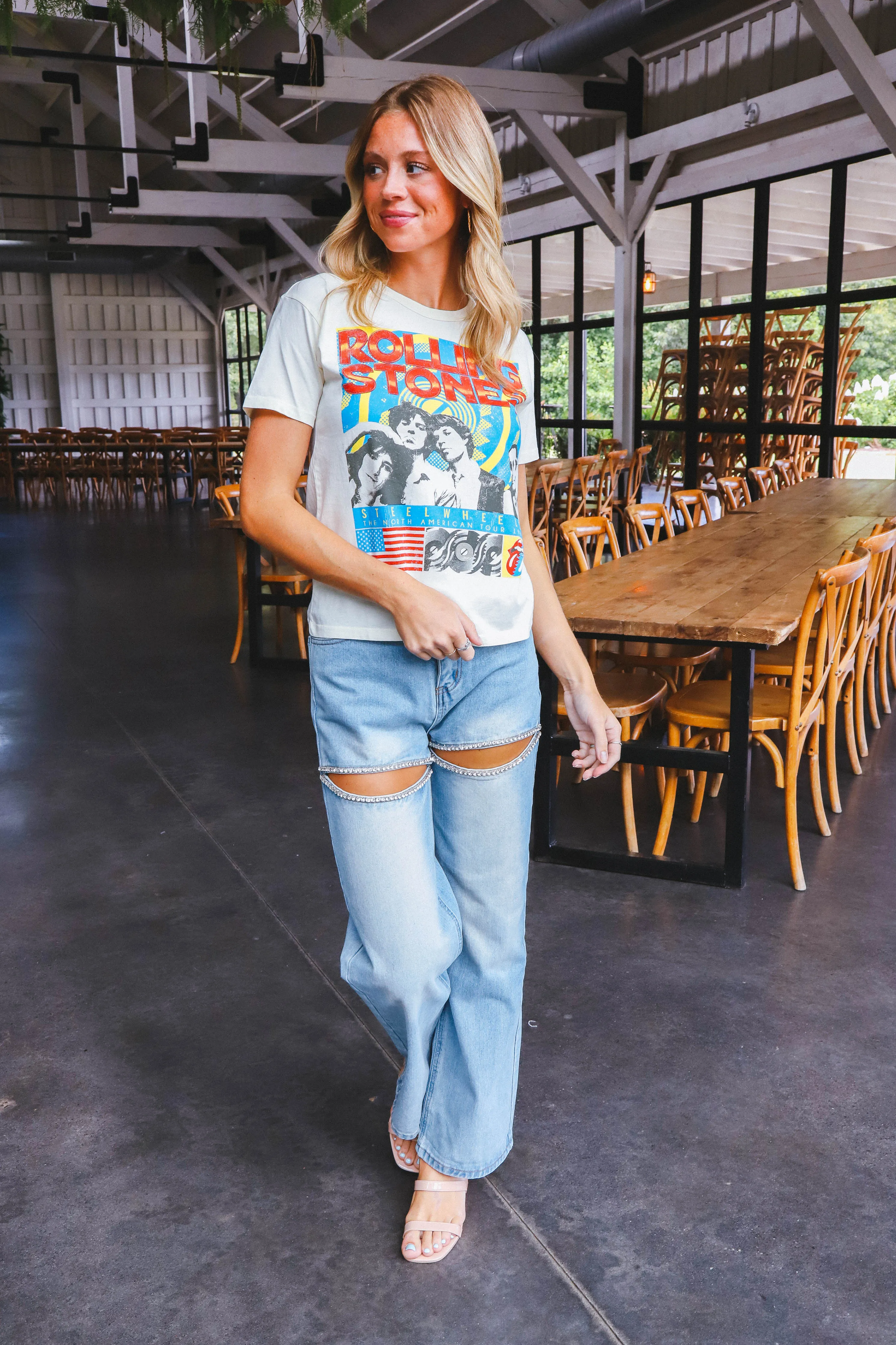 Rolling Stones Steel Wheels Ringer Tee, Stone Vintage | Daydreamer sold by North & Main Clothing Company product image thumbnail 3