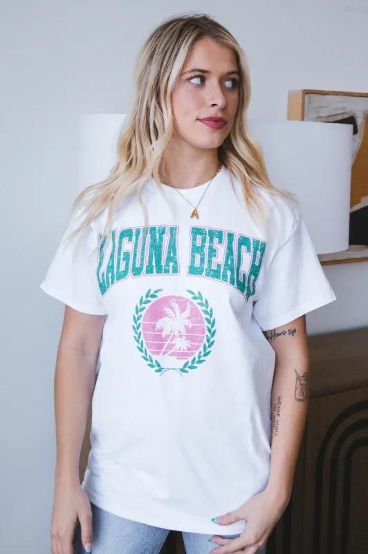 Laguna Beach Oversized Graphic Tee, White sold by North & Main Clothing Company