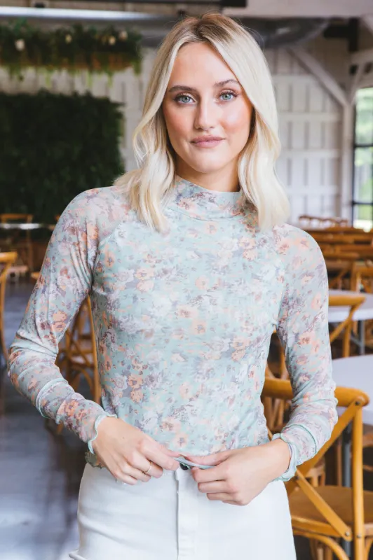 Eva Floral Mesh Tee, Margarita sold by North & Main Clothing Company