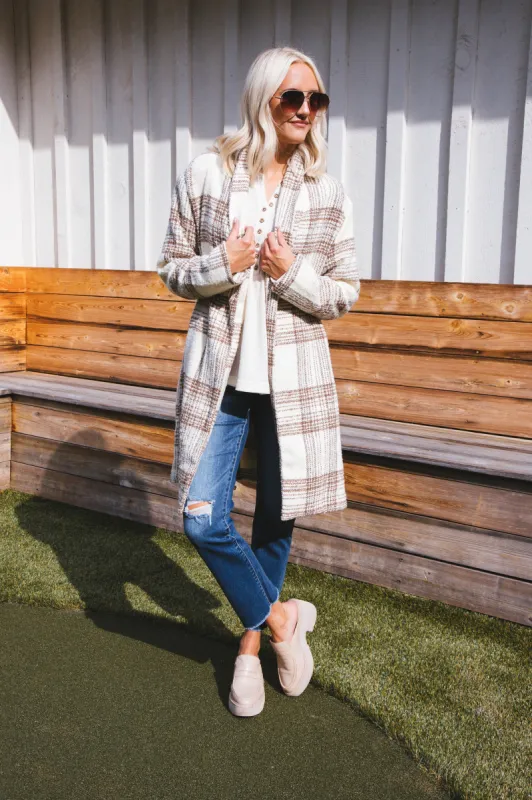 Morning Stroll Plaid Jacket, Cream | Sadie & Sage sold by North & Main Clothing Company