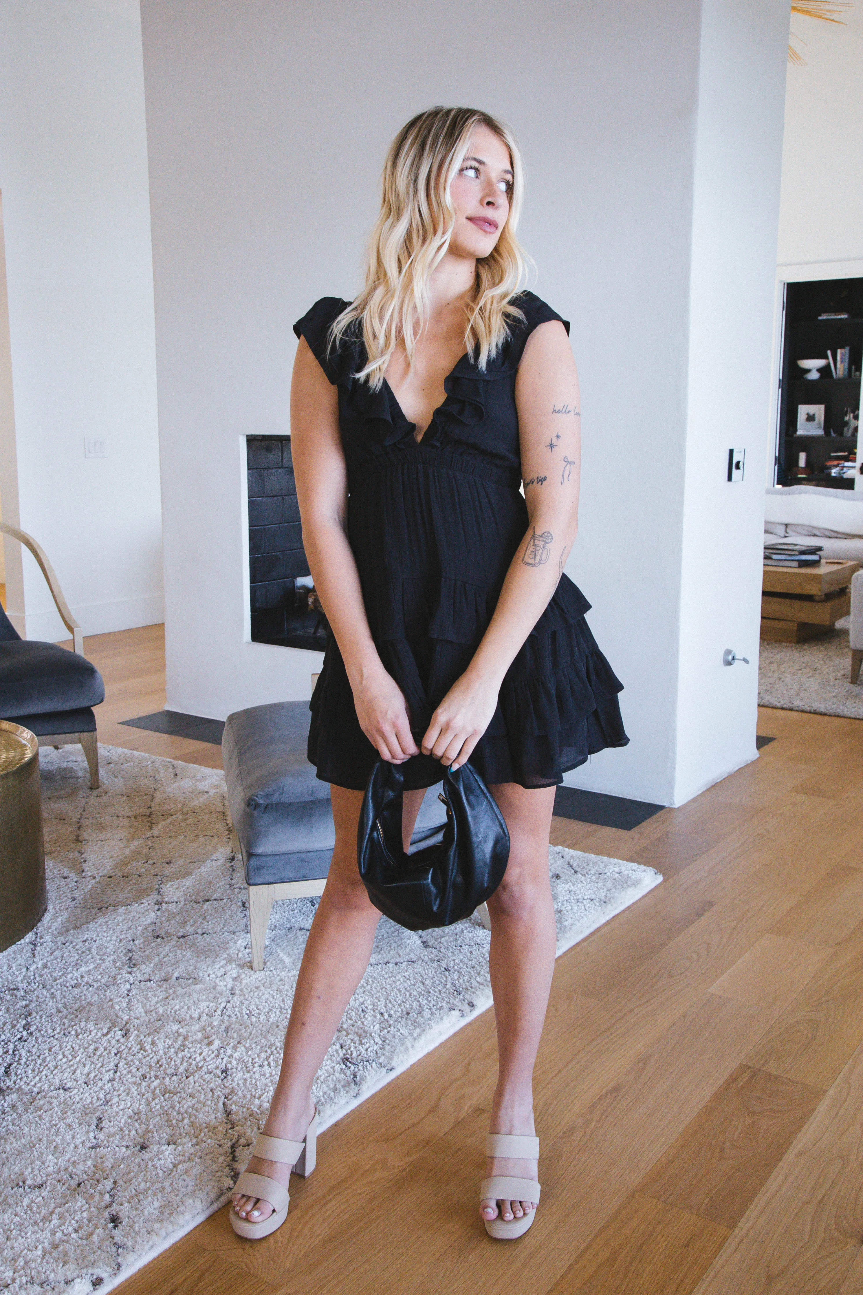 Kennedy Deep V-Neck Mini Dress, Black sold by North & Main Clothing Company product image thumbnail 2
