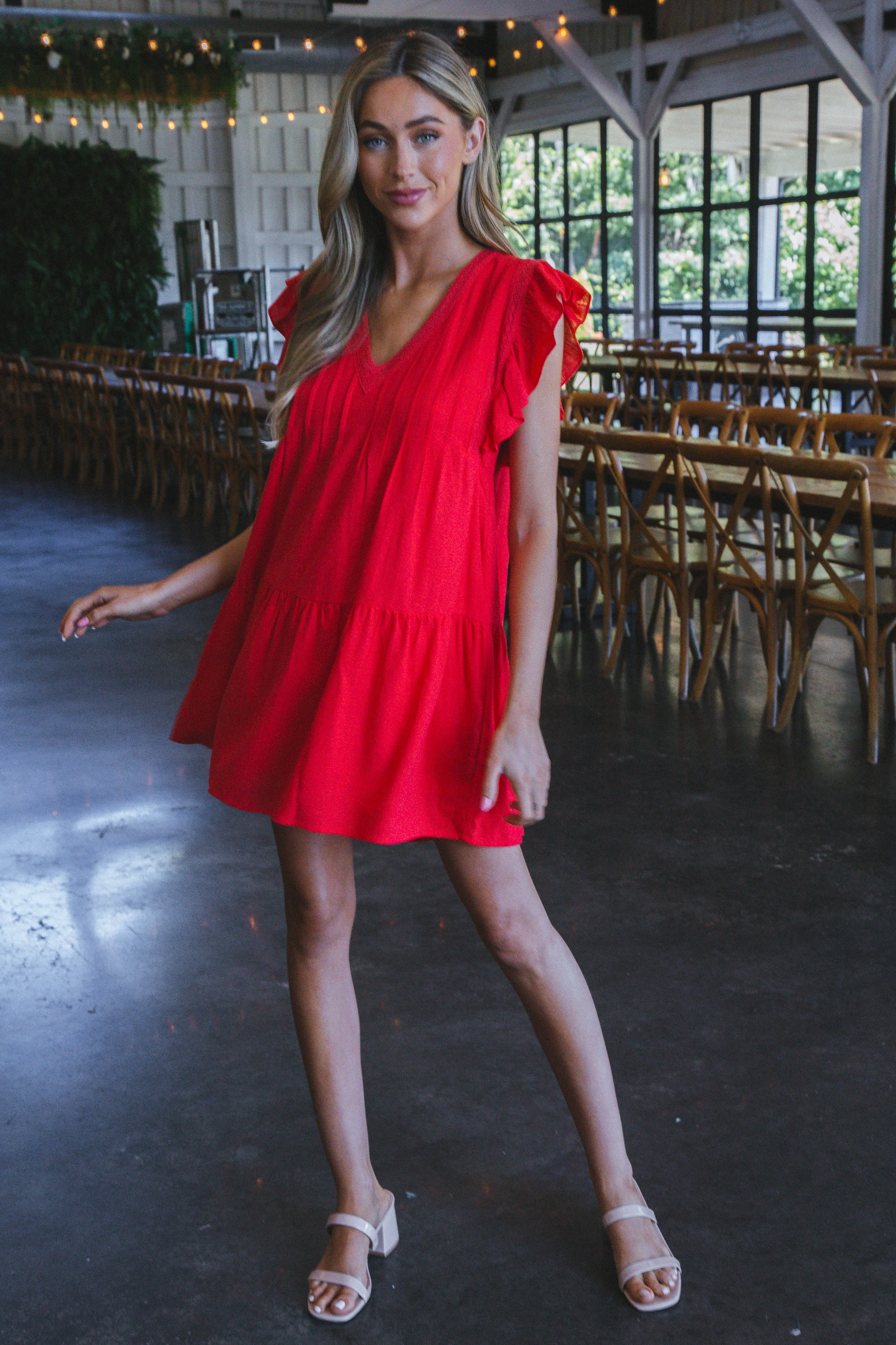 Alani Pintuck Detail Mini Dress, Tomato sold by North & Main Clothing Company product image thumbnail 2