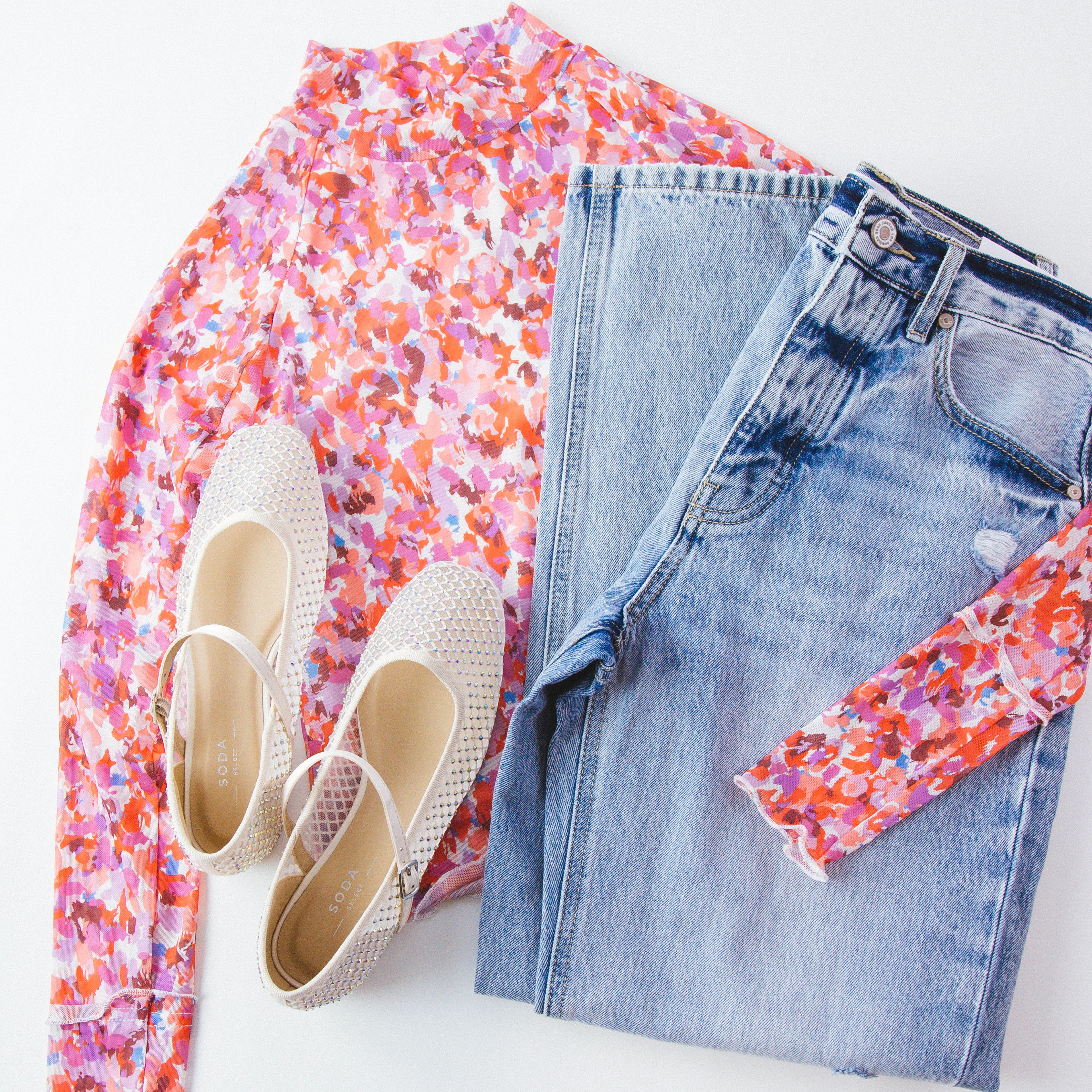 Geneva Jewel Mesh Ballet Flat, Cream Mesh sold by North & Main Clothing Company product image thumbnail 5