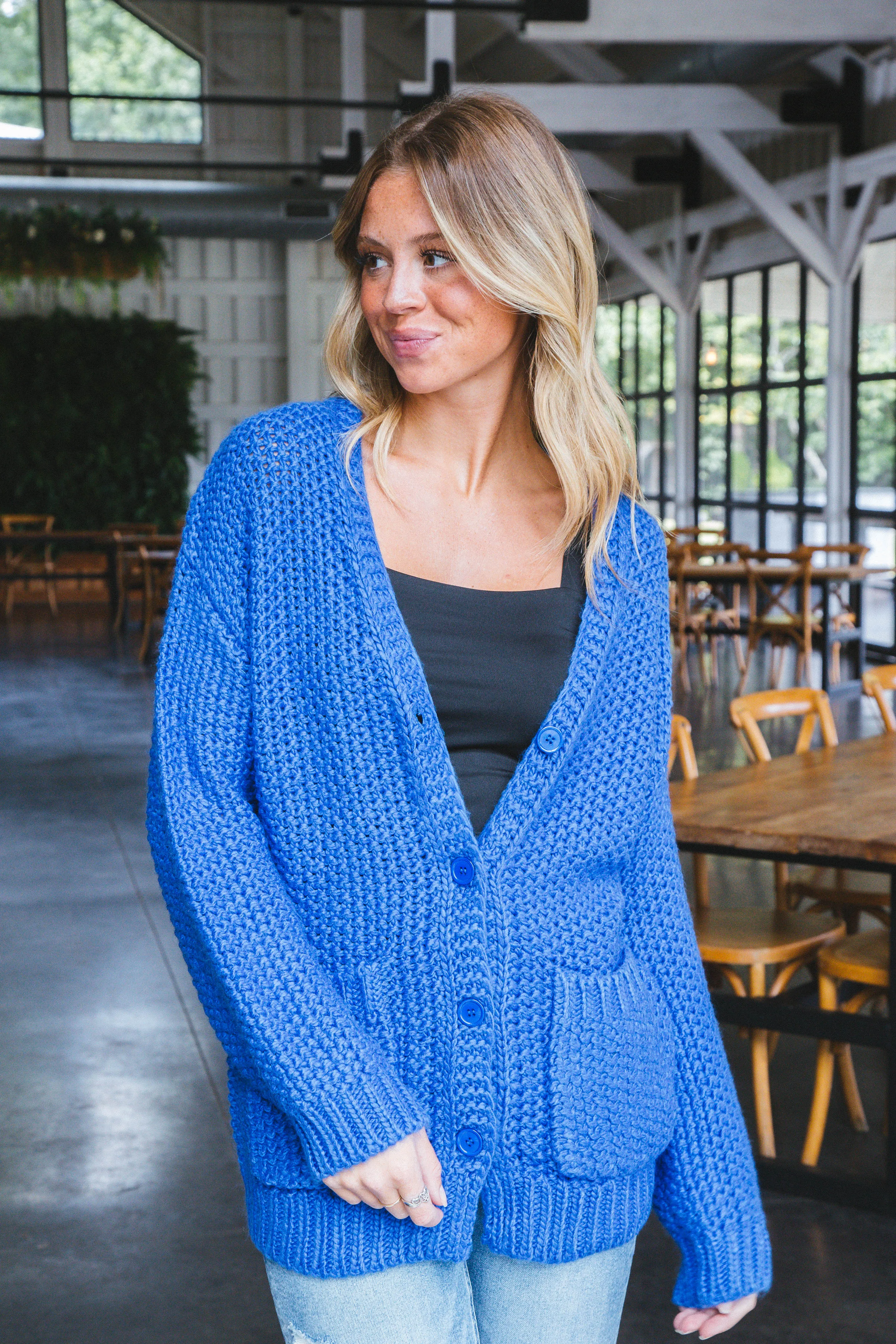 Eleanor Button Down Cardigan, Electric Blue | Sadie & Sage sold by North & Main Clothing Company product image thumbnail 2
