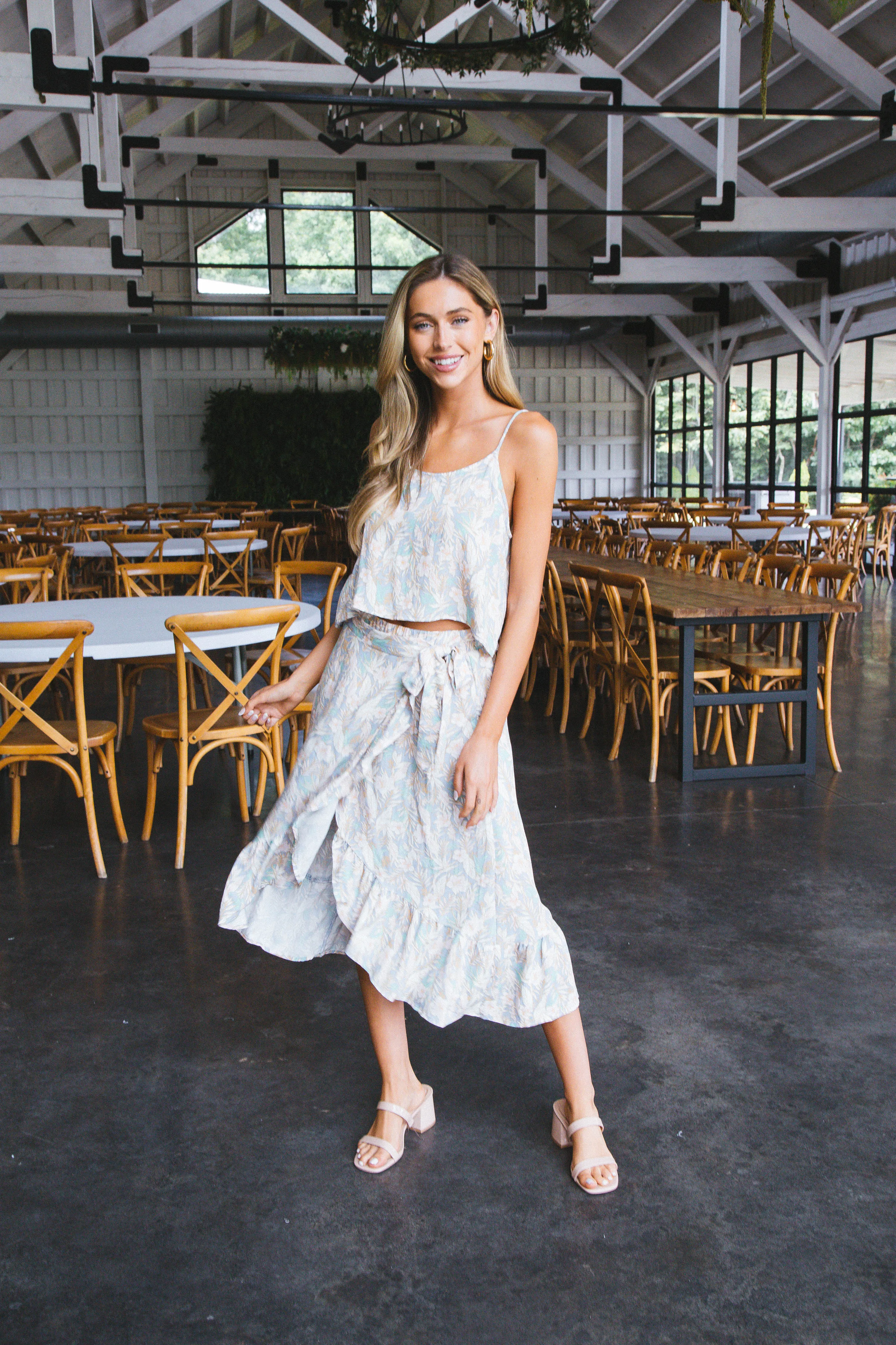 Camille Floral Crop Top, Light Blue/Pink sold by North & Main Clothing Company product image thumbnail 3