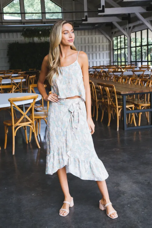 Camille Floral Crop Top, Light Blue/Pink sold by North & Main Clothing Company