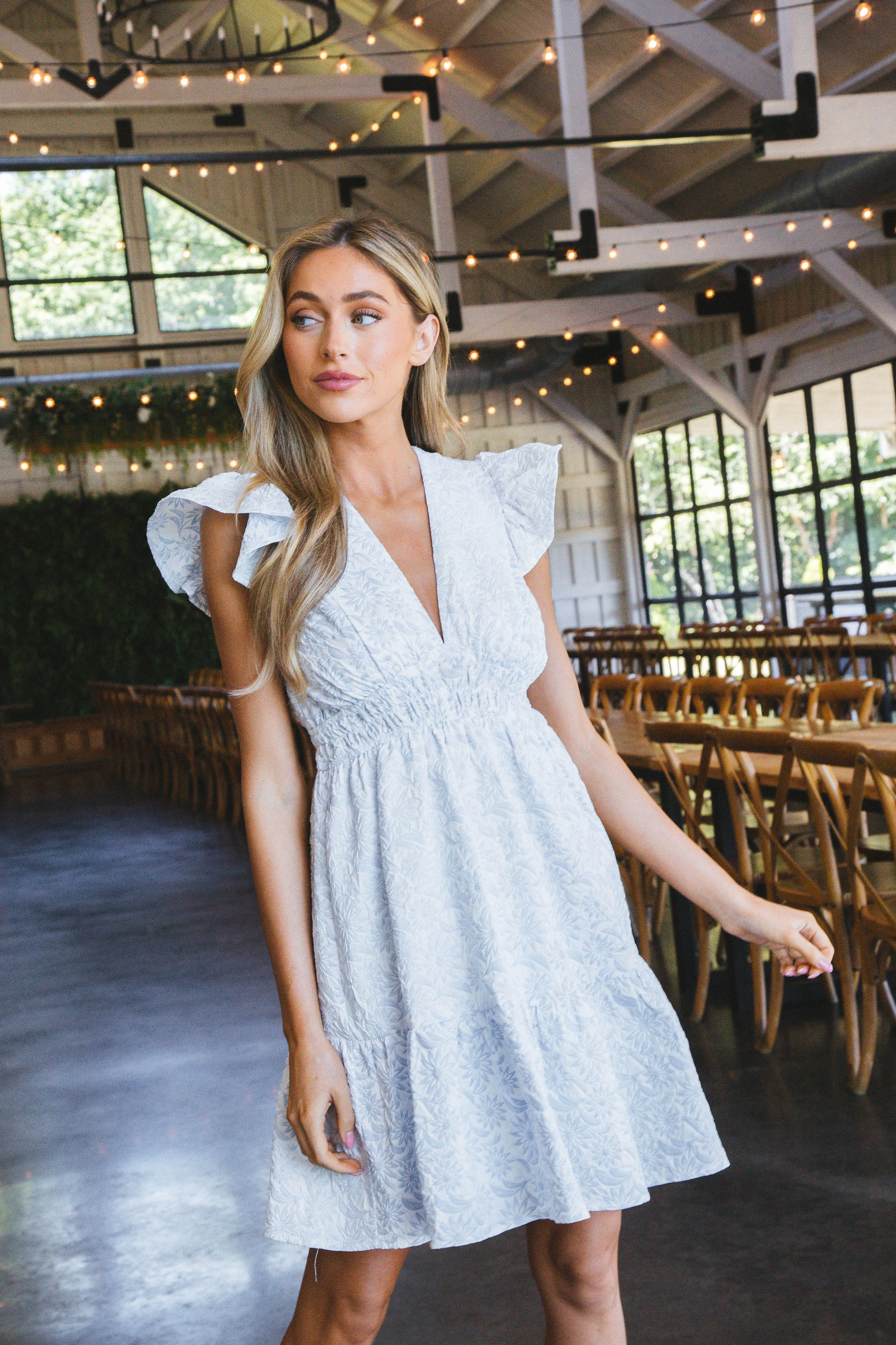 Molly Butterfly Sleeve Jacquard Dress, Light Blue sold by North & Main Clothing Company product image thumbnail 5