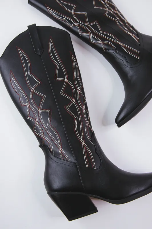 Zaki Tall Western Boot with Stitching, Black made by North & Main Clothing Company