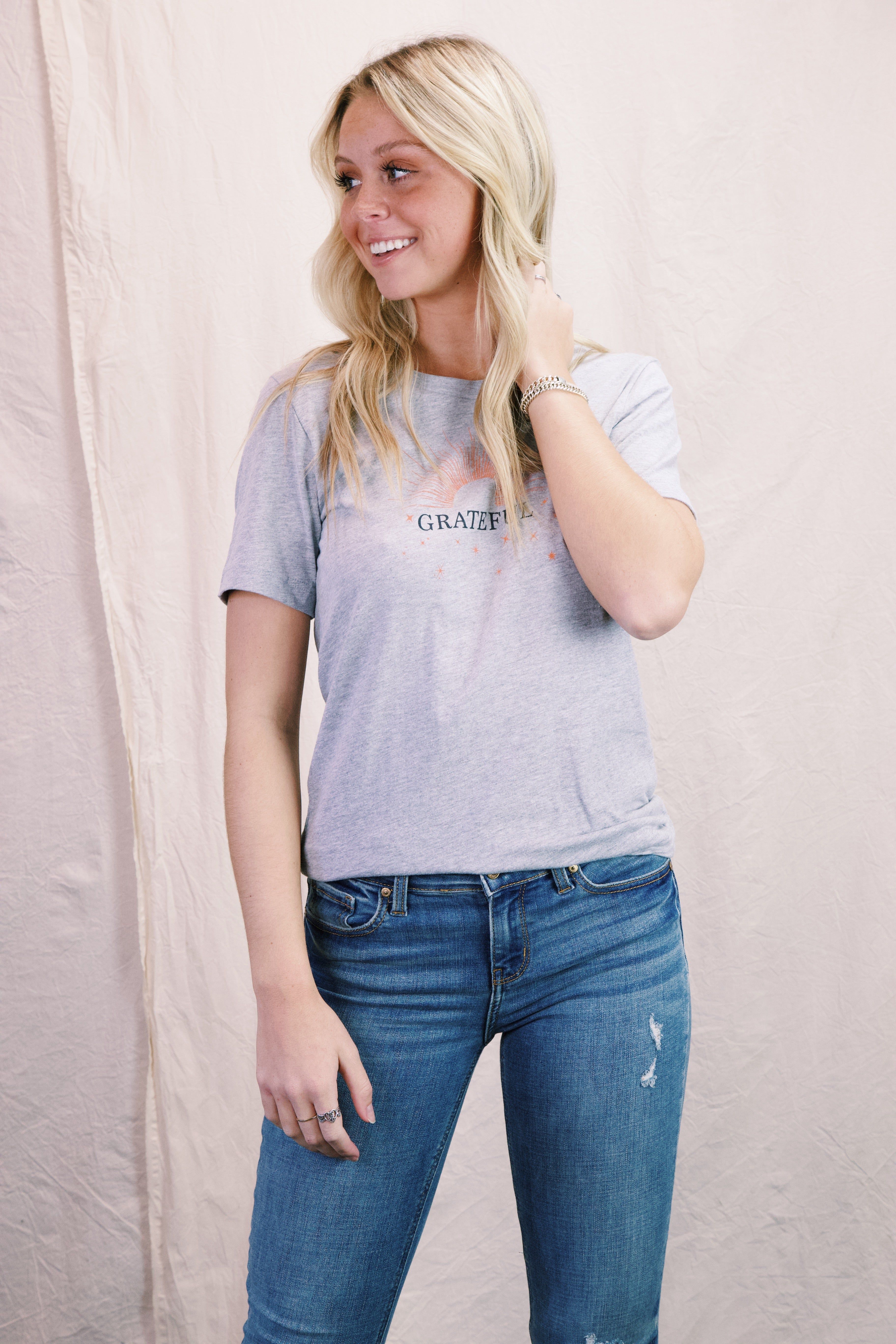 Grateful Sunburst Graphic Tee, Heather Grey sold by North & Main Clothing Company product image thumbnail 10