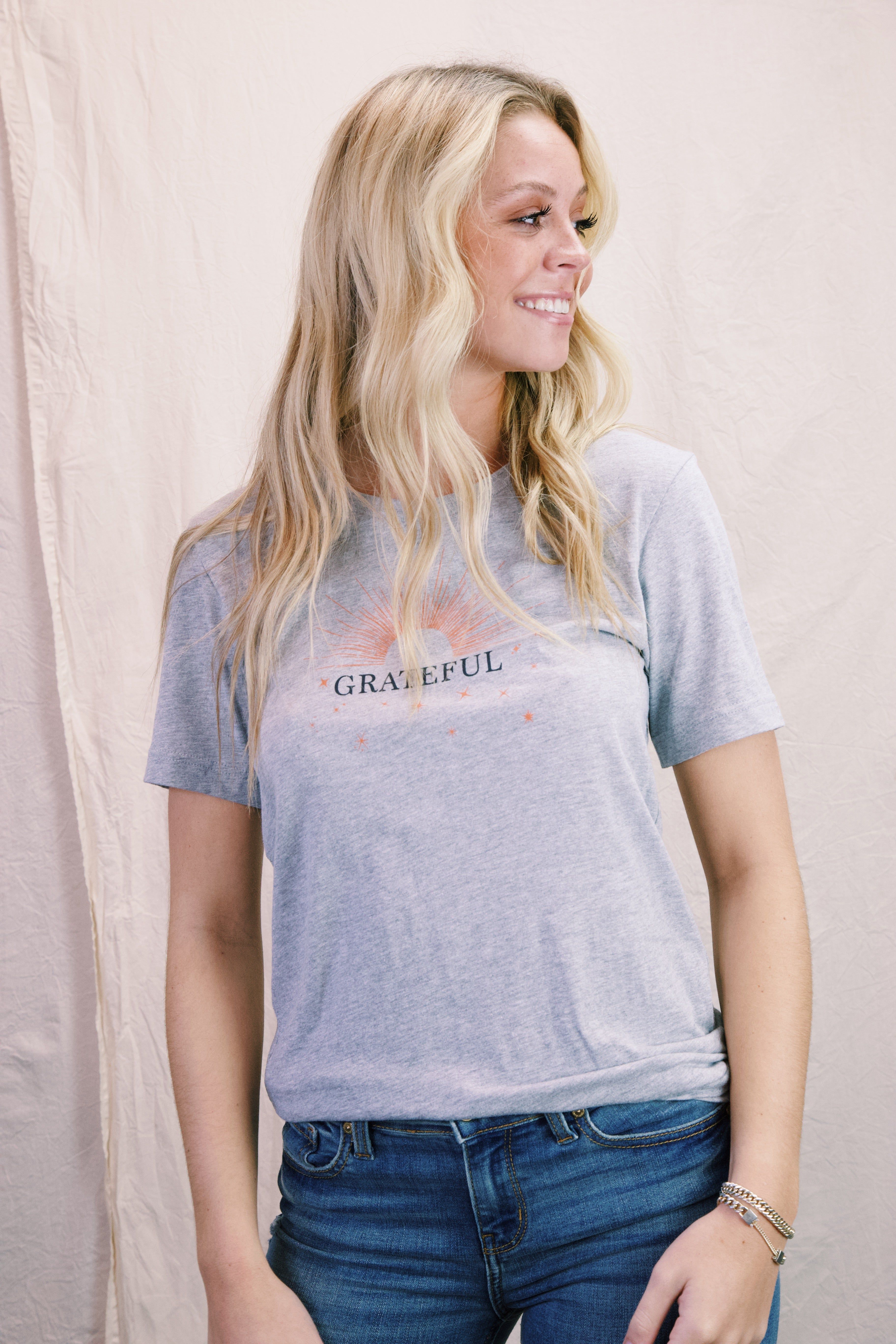 Grateful Sunburst Graphic Tee, Heather Grey sold by North & Main Clothing Company product image thumbnail 3