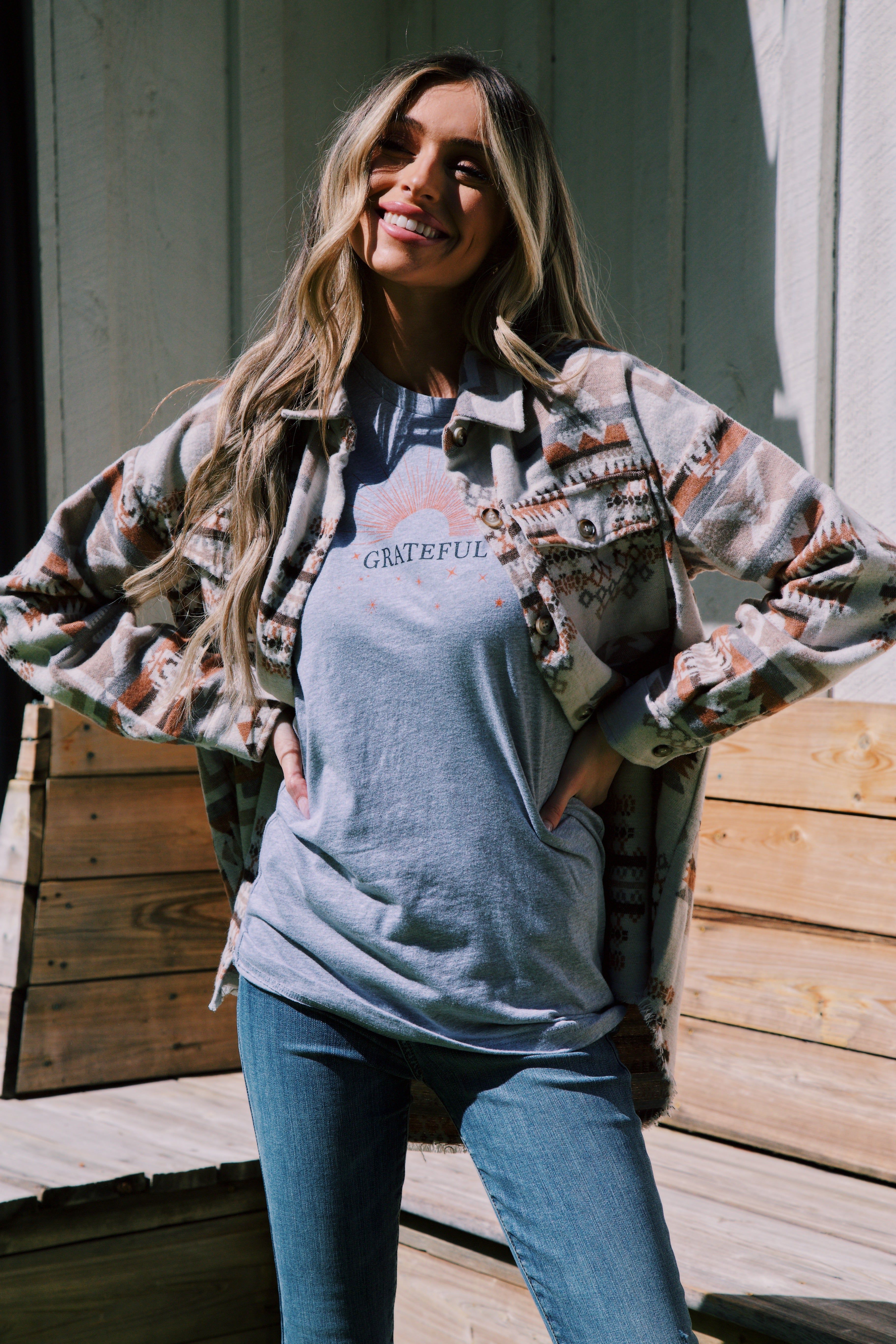 Grateful Sunburst Graphic Tee, Heather Grey sold by North & Main Clothing Company product image thumbnail 2