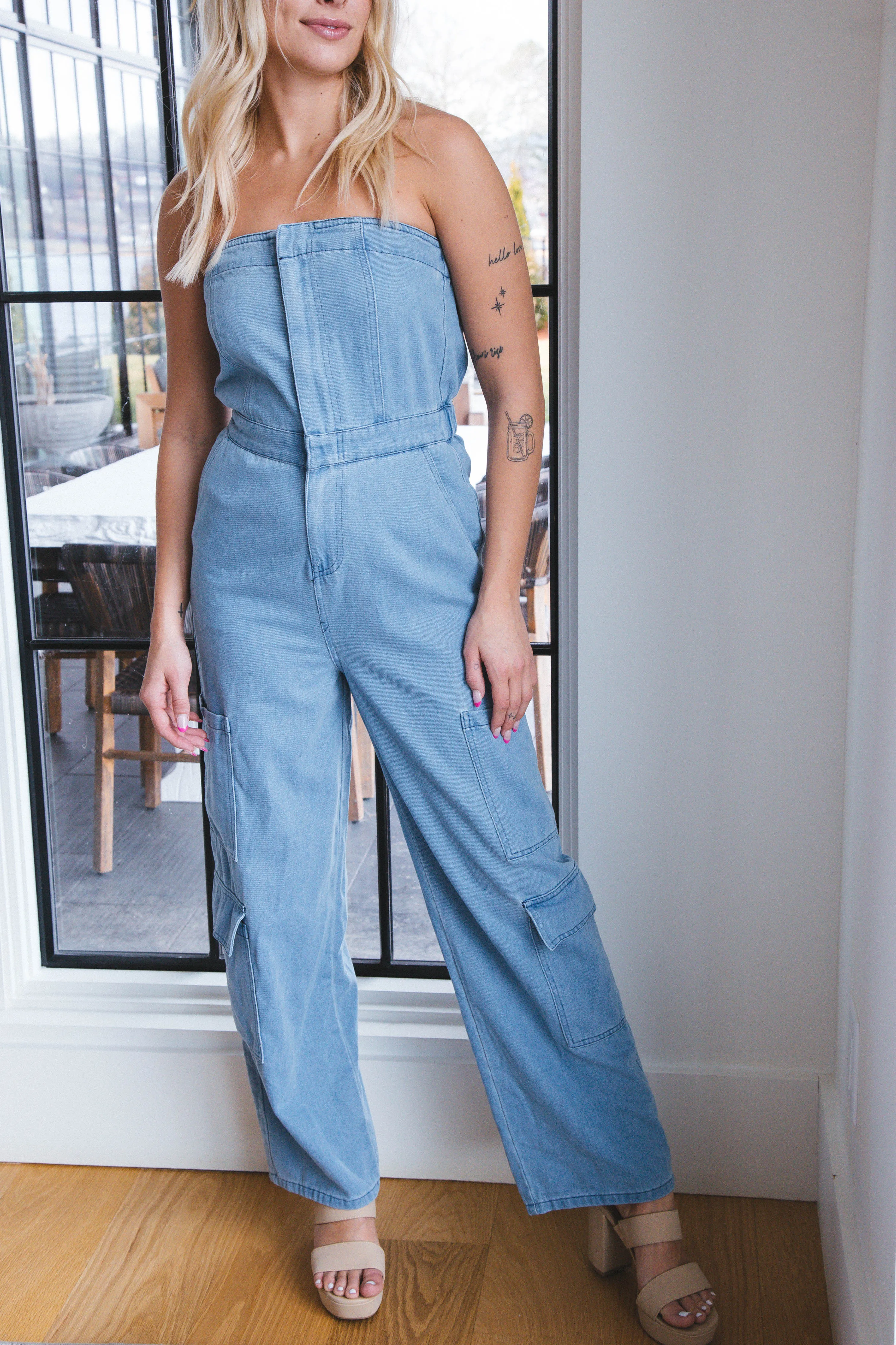 Elia Strapless Cargo Jumpsuit, Denim sold by North & Main Clothing Company product image thumbnail 4