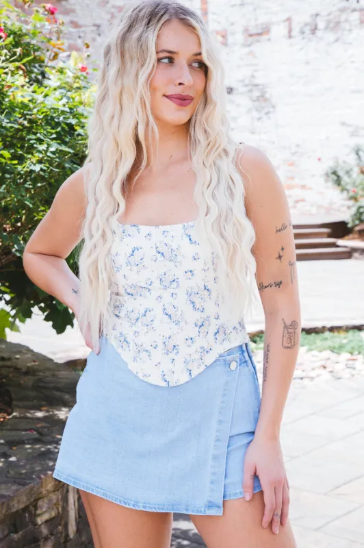 Lillian Corset Top, Taupe Blue sold by North & Main Clothing Company