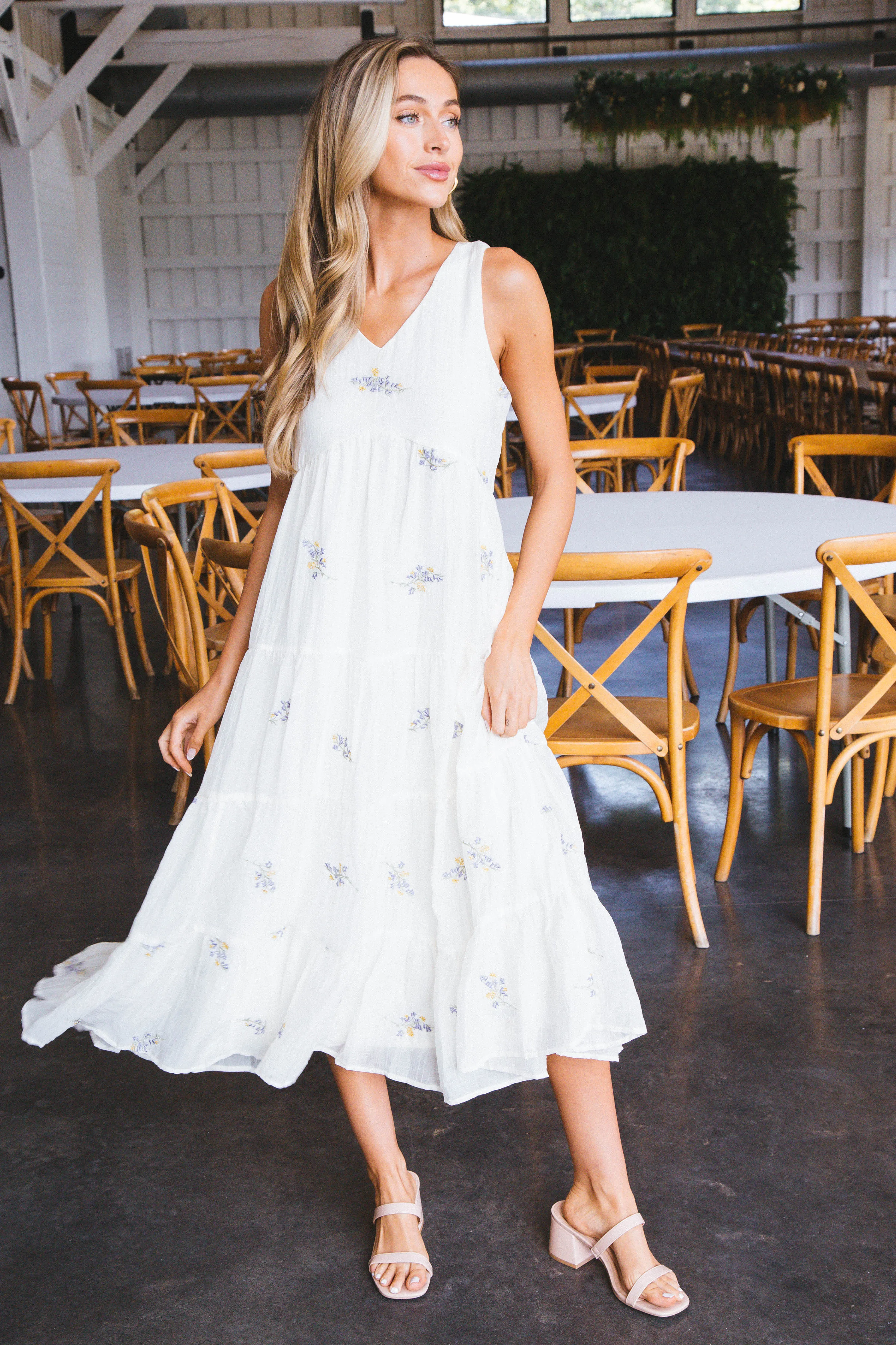 Ally Ditsy Embroidered Maxi Dress, Cream sold by North & Main Clothing Company product image thumbnail 4