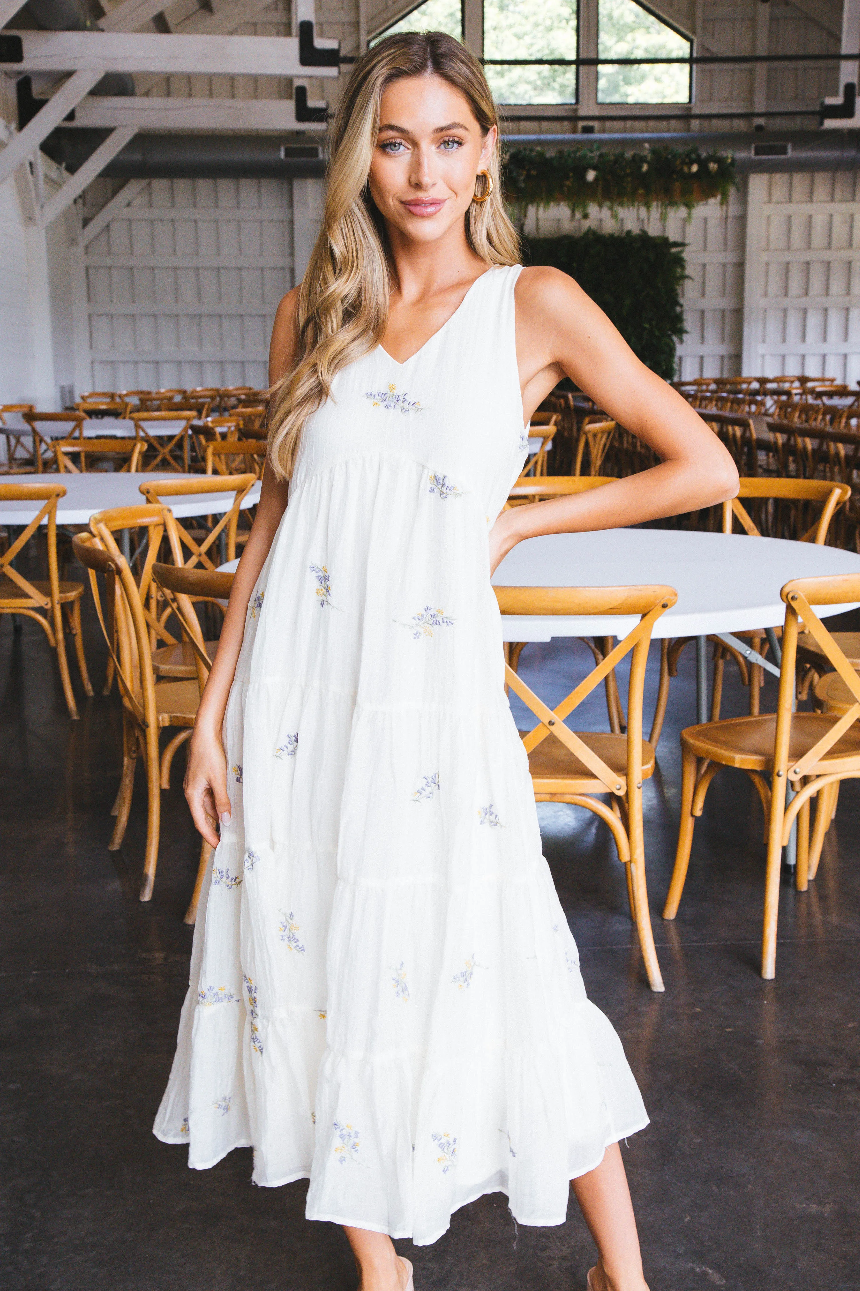 Ally Ditsy Embroidered Maxi Dress, Cream sold by North & Main Clothing Company product image thumbnail 2