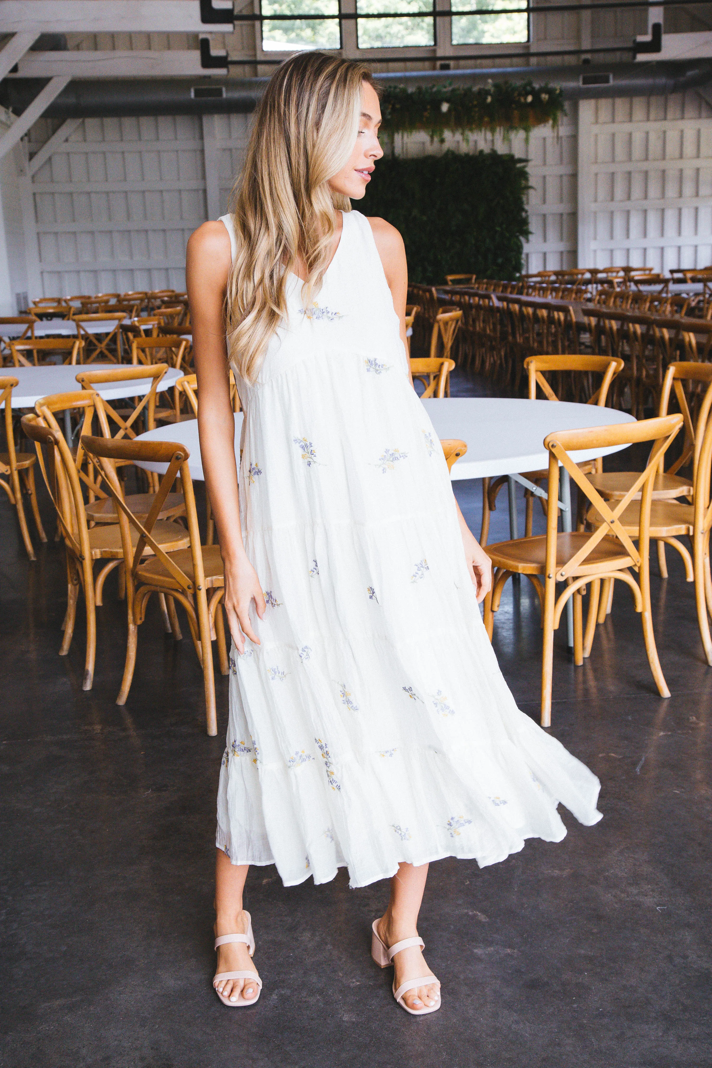 Ally Ditsy Embroidered Maxi Dress, Cream sold by North & Main Clothing Company product image thumbnail 5