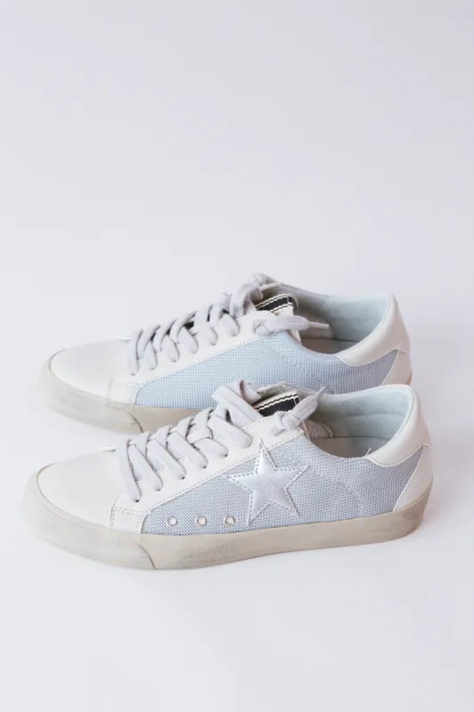 Pilar Mesh Star Sneaker, Silver | ShuShop sold by North & Main Clothing Company