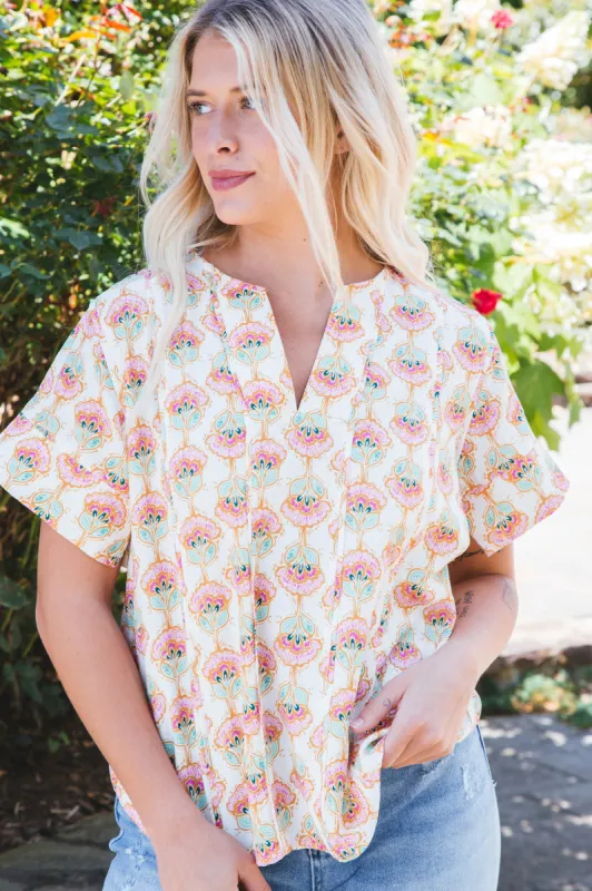 Norah Seam Detail Top, Cream sold by North & Main Clothing Company