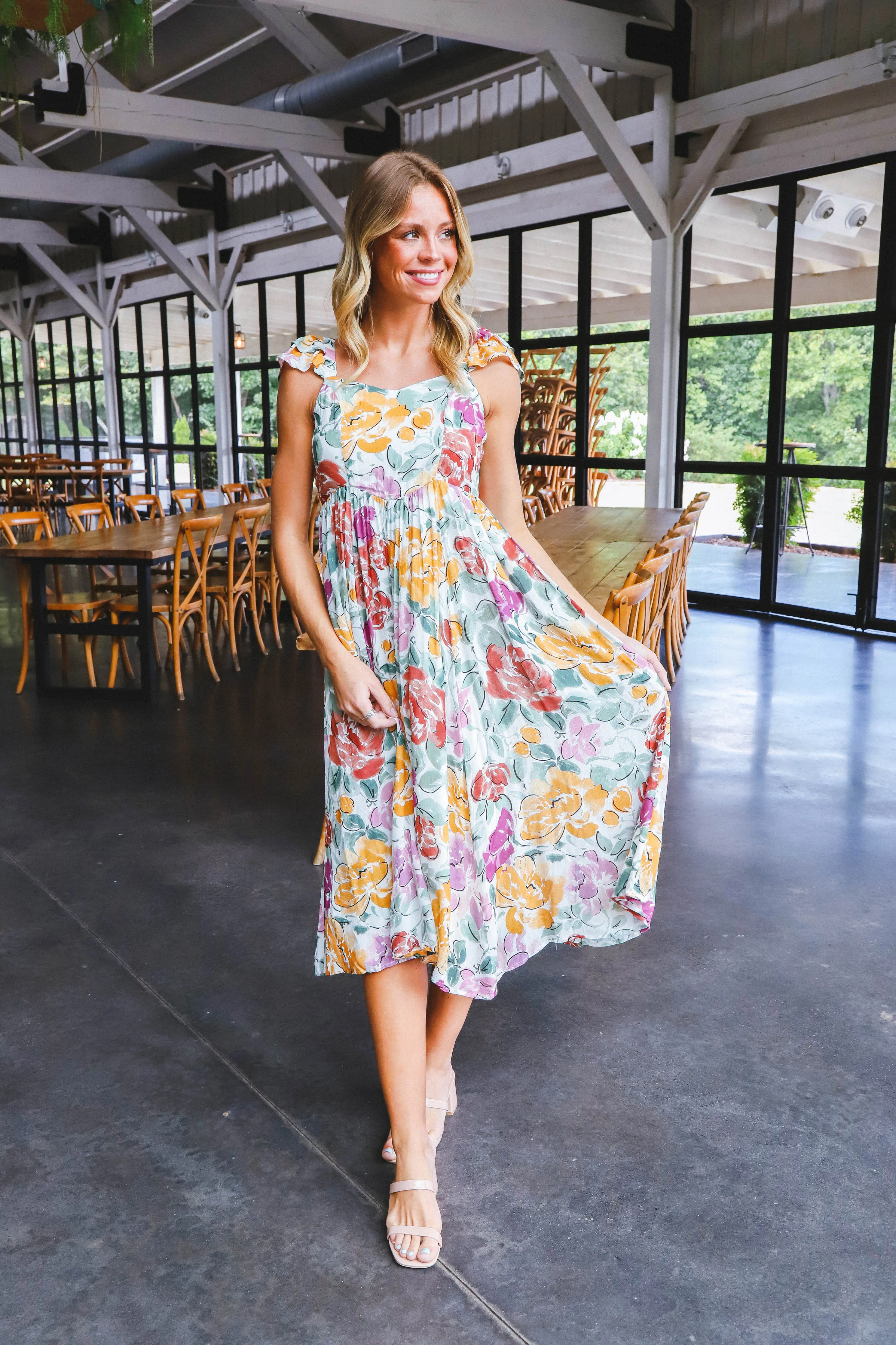 Treasures Ruffle Sleeve Midi Dress, Multi | Sadie & Sage sold by North & Main Clothing Company product image thumbnail 3