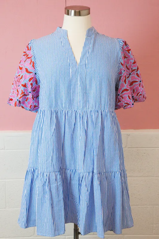 Melody Embroidered Sleeve Dress, Blue | Plus Size sold by North & Main Clothing Company