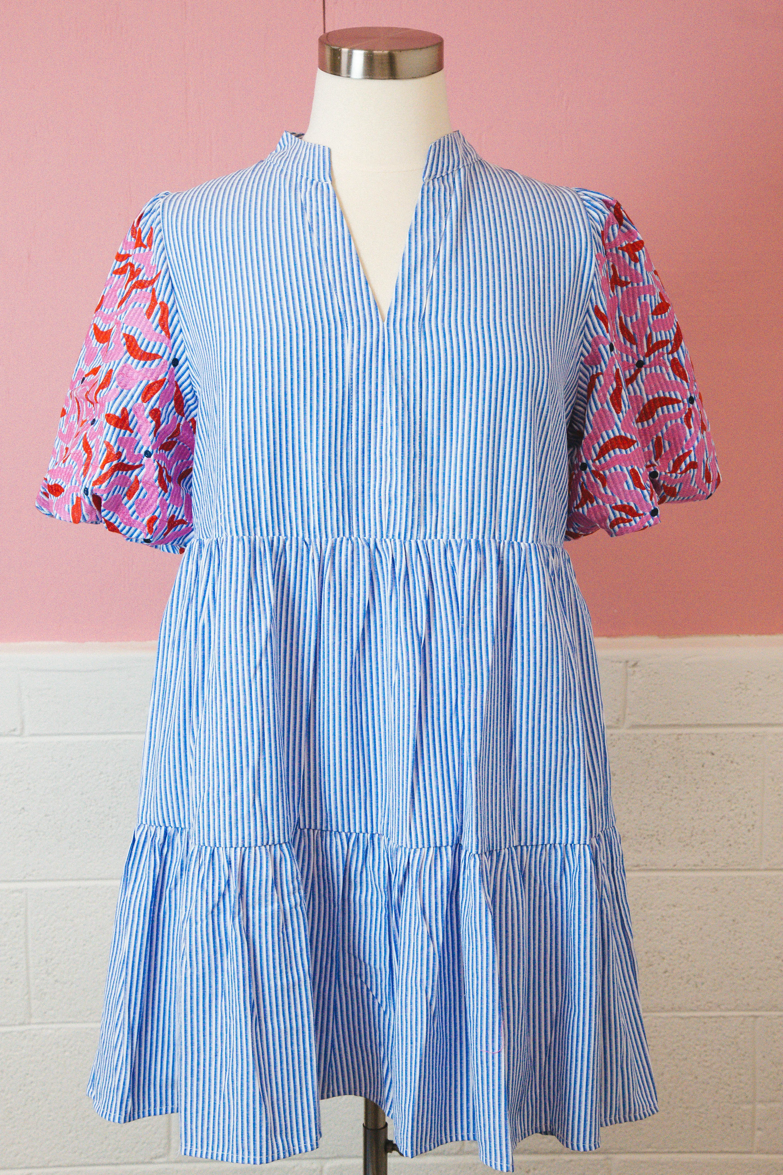 Melody Embroidered Sleeve Dress, Blue | Plus Size sold by North & Main Clothing Company