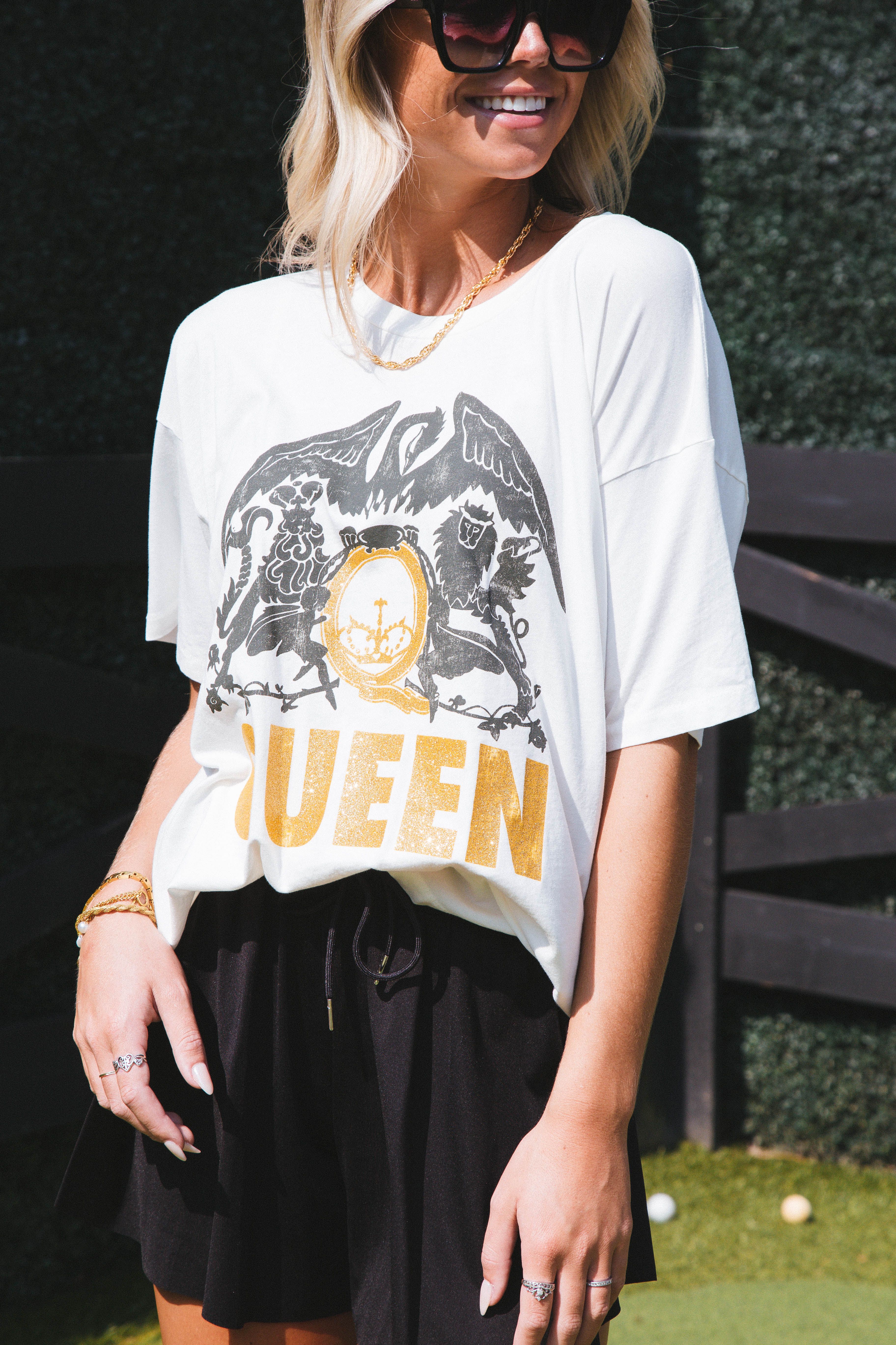 Queen Glitter Crest Merch Tee, Vintage White | DayDreamer sold by North & Main Clothing Company product image thumbnail 2