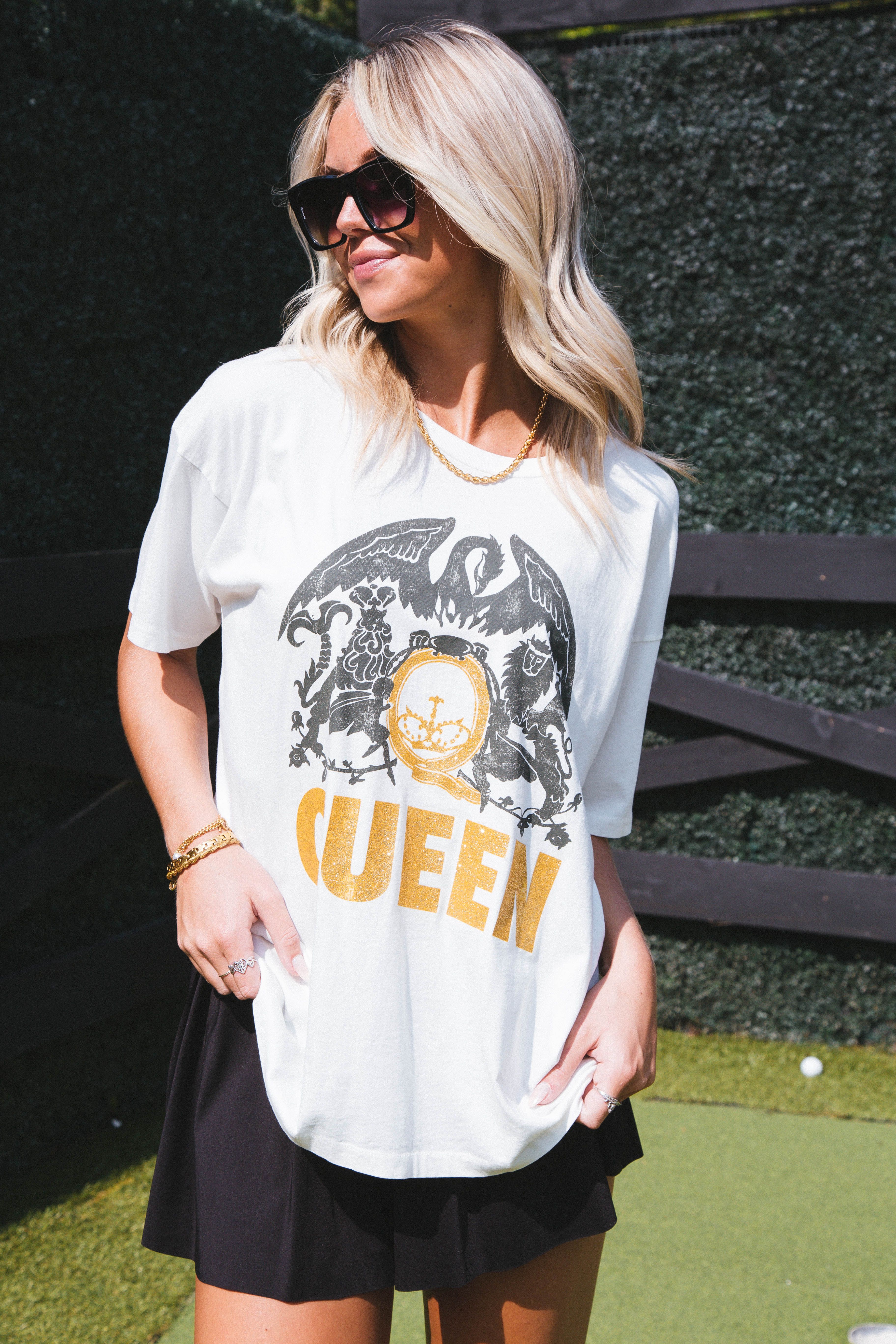 Queen Glitter Crest Merch Tee, Vintage White | DayDreamer sold by North & Main Clothing Company