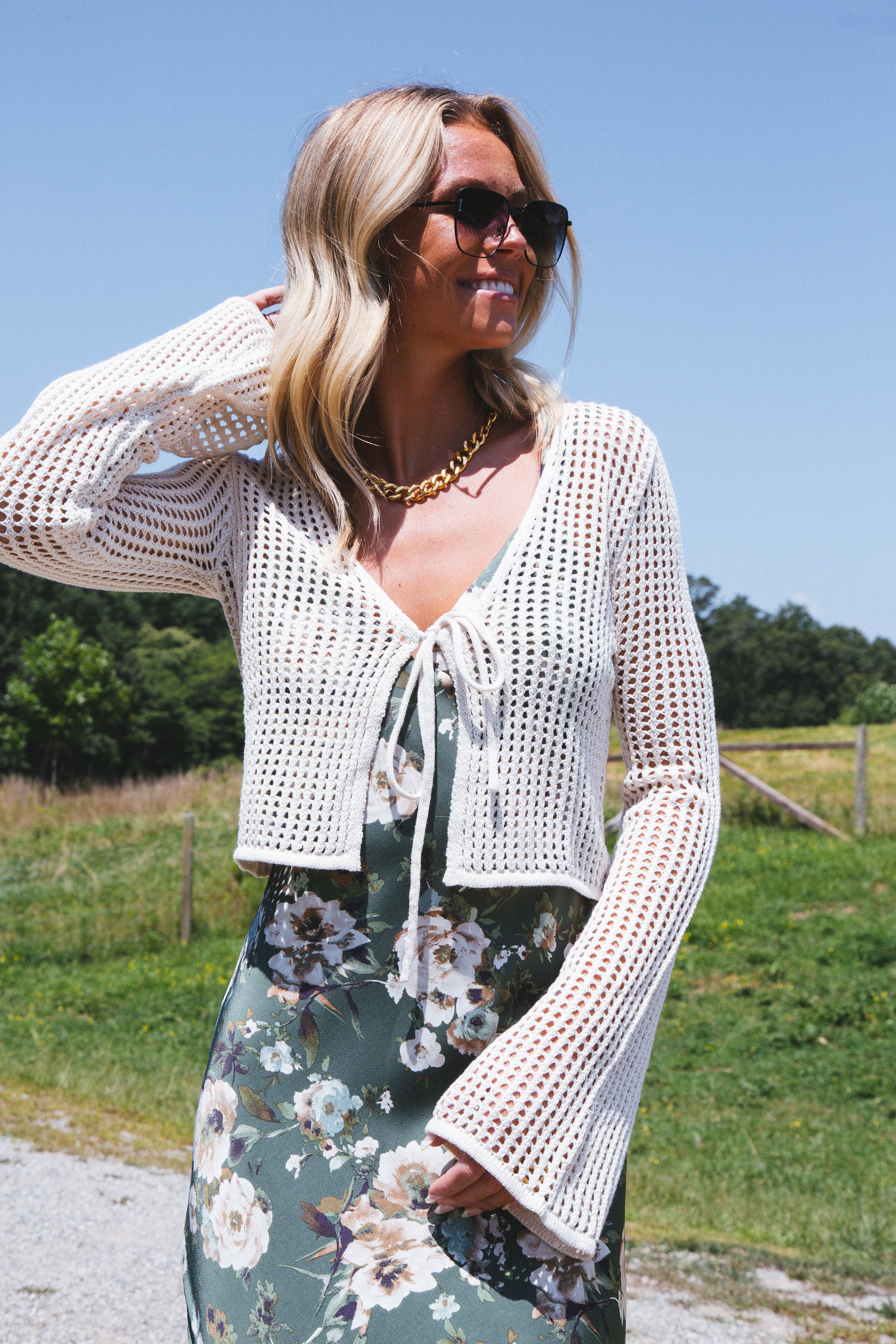 Sincerely Me Crochet Cardigan, Oatmeal sold by North & Main Clothing Company product image thumbnail 2