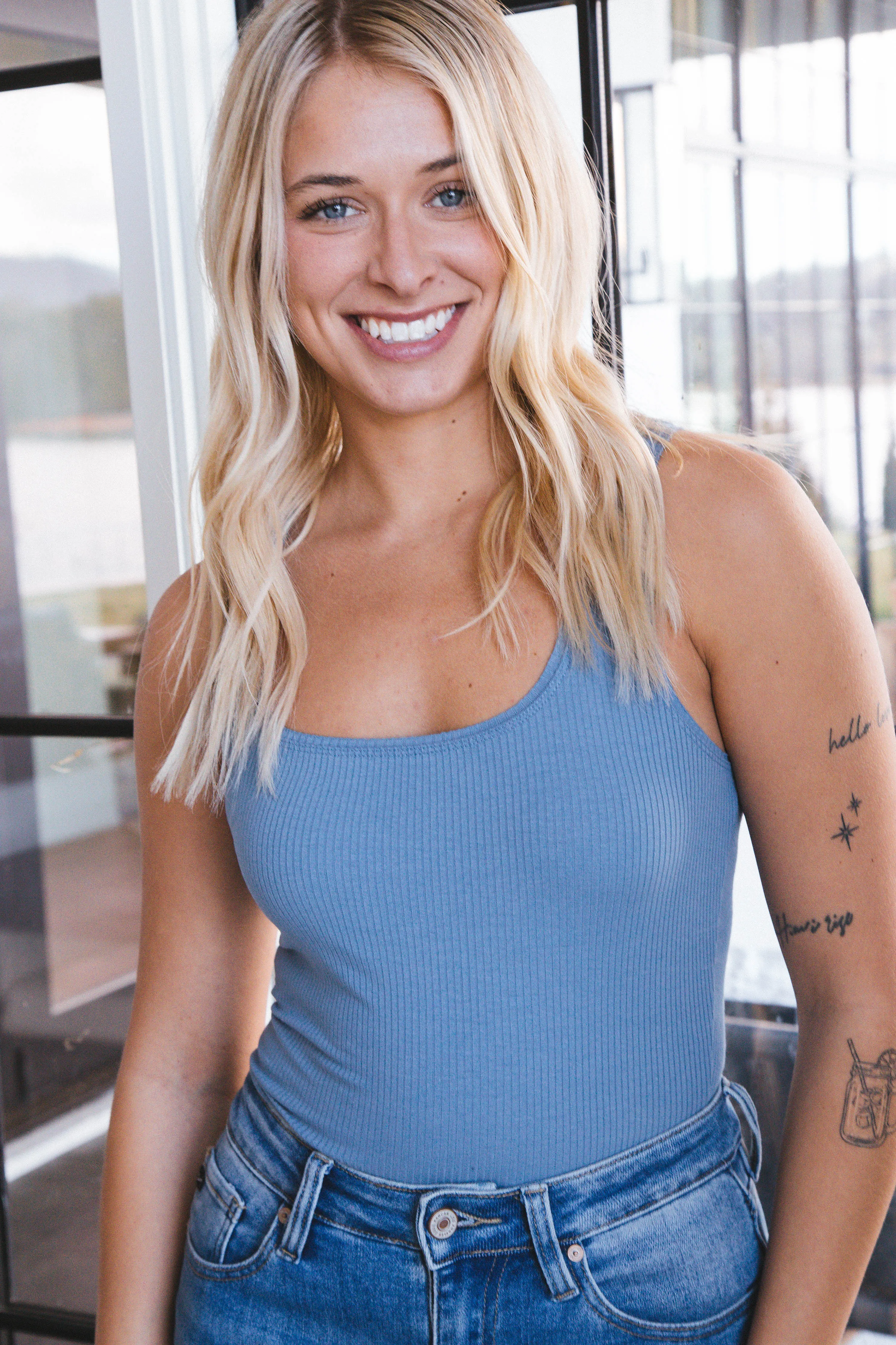 Carly Square Neck Cropped Tank, Gray Blue sold by North & Main Clothing Company product image thumbnail 3