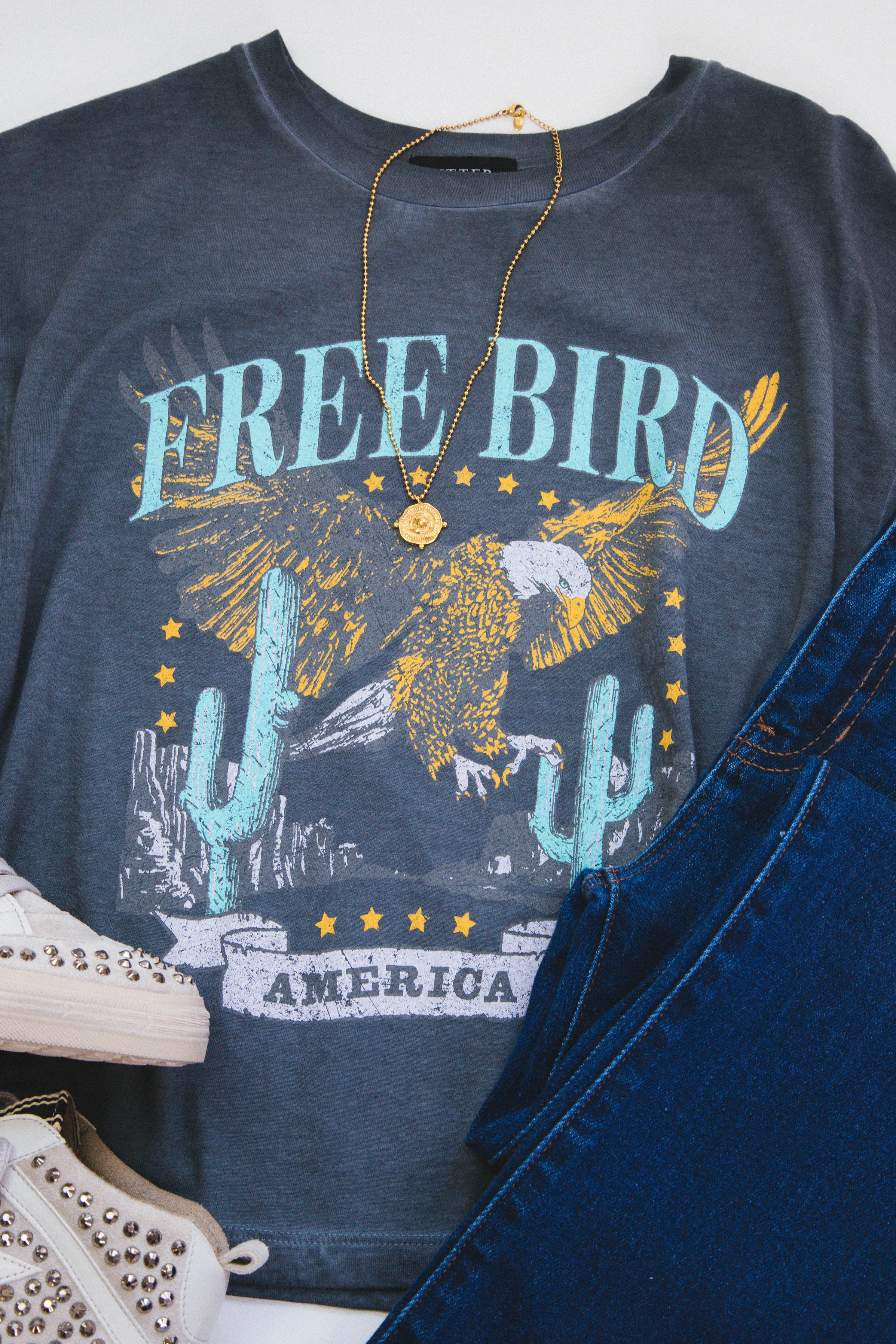 Free Bird America Cropped Tee, Black sold by North & Main Clothing Company product image thumbnail 2