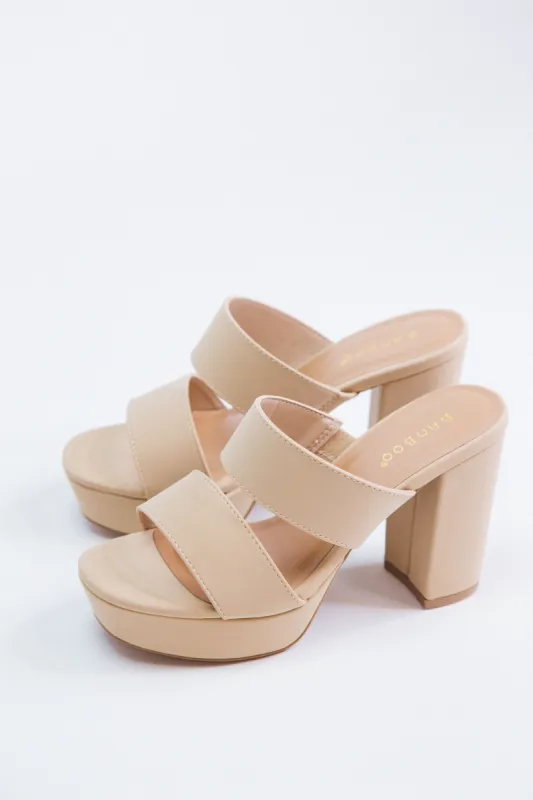 Script Platform Heel, Nude Nubuck sold by North & Main Clothing Company