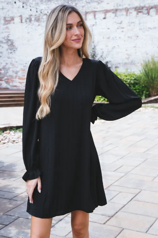 Midnight Kiss Woven Dress, Black sold by North & Main Clothing Company