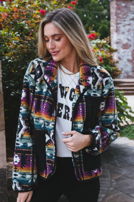 Electric Love Fleece Jacket, Black Multi sold by North & Main Clothing Company