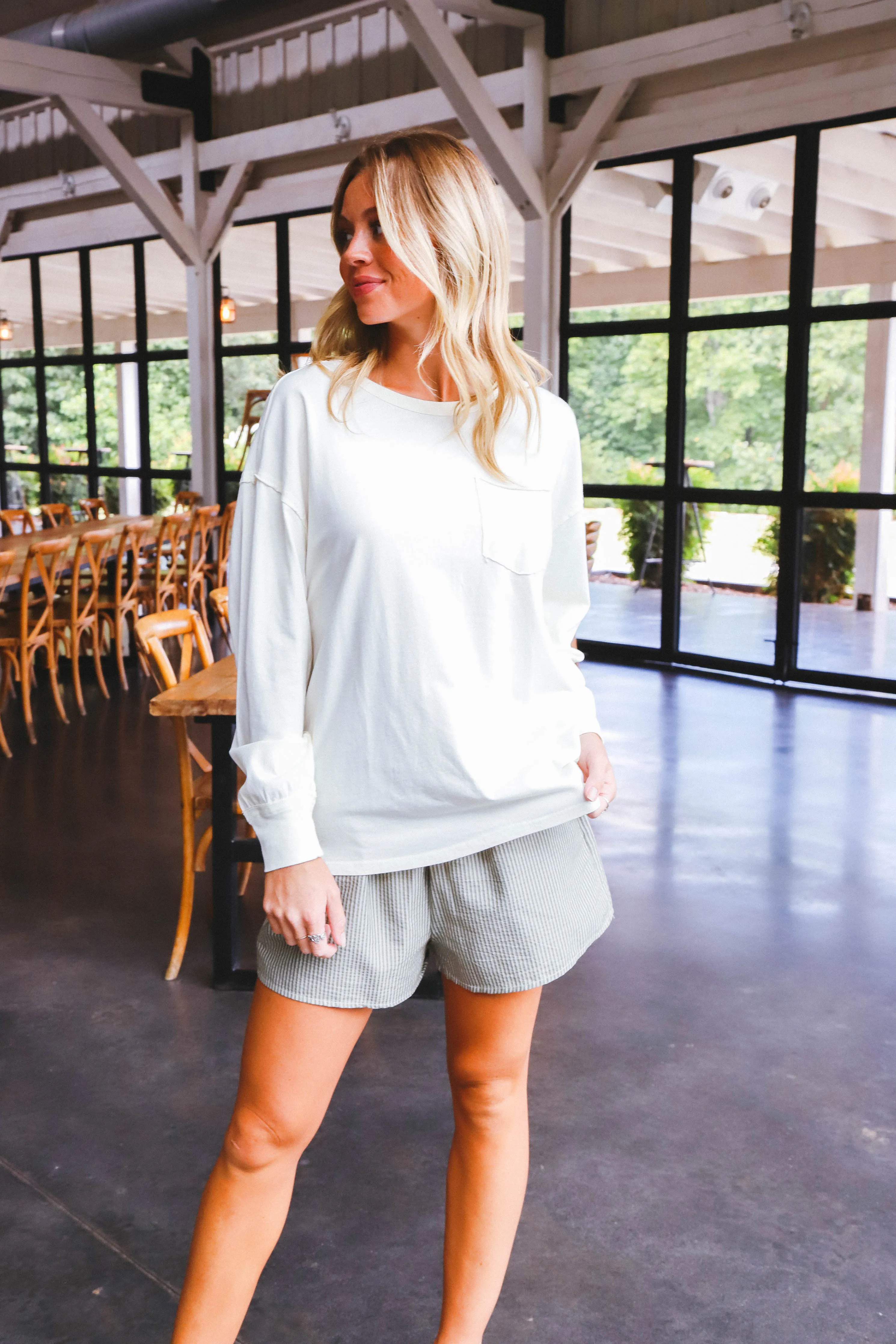 Ari Washed Pocket Tee, Cream sold by North & Main Clothing Company product image thumbnail 4