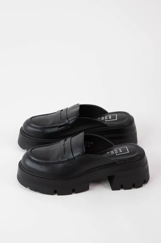 Trixie Loafer Mule, Black | ShuShop sold by North & Main Clothing Company
