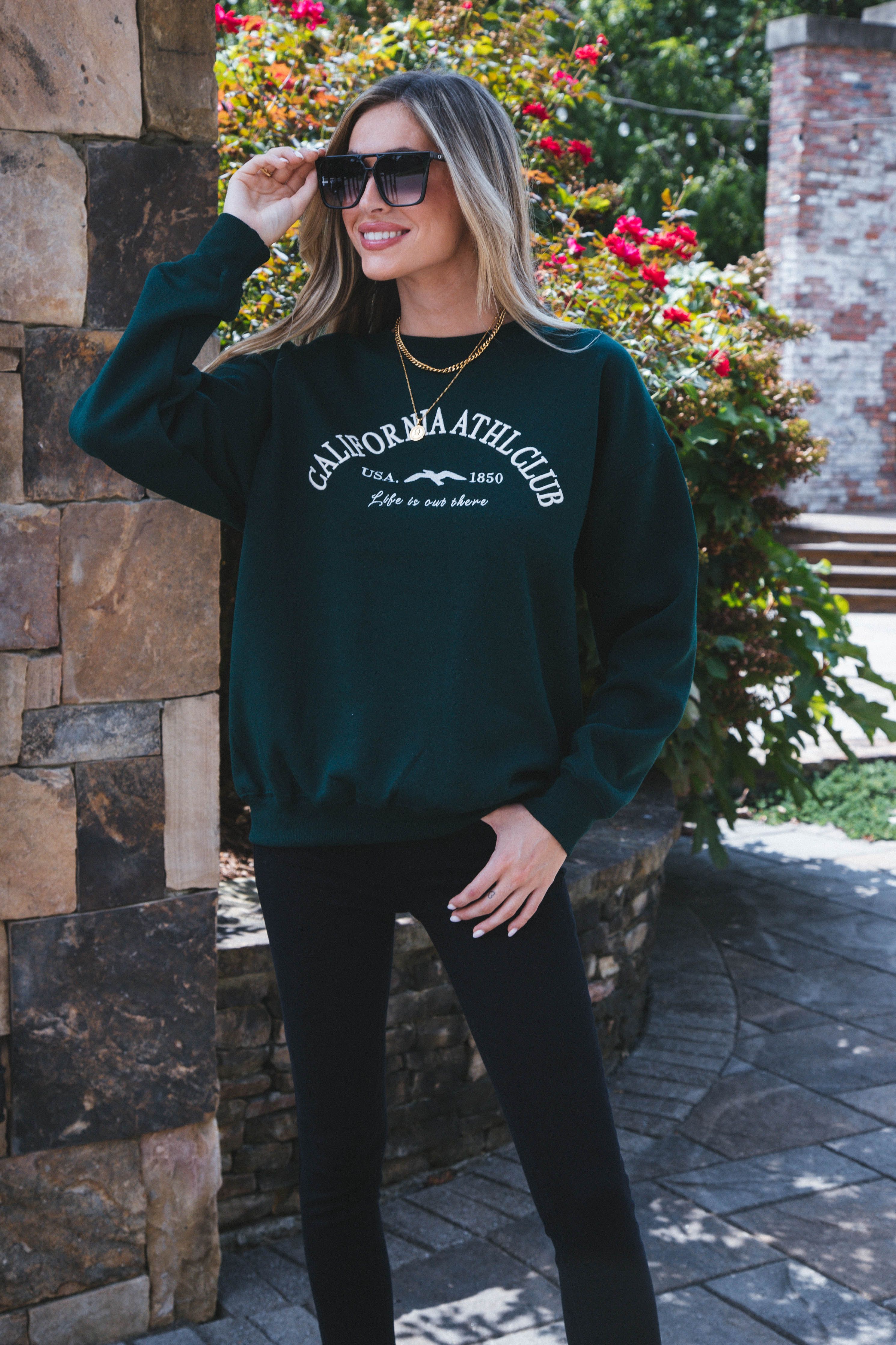 California Athletic Club Sweatshirt, Hunter Green sold by North & Main Clothing Company