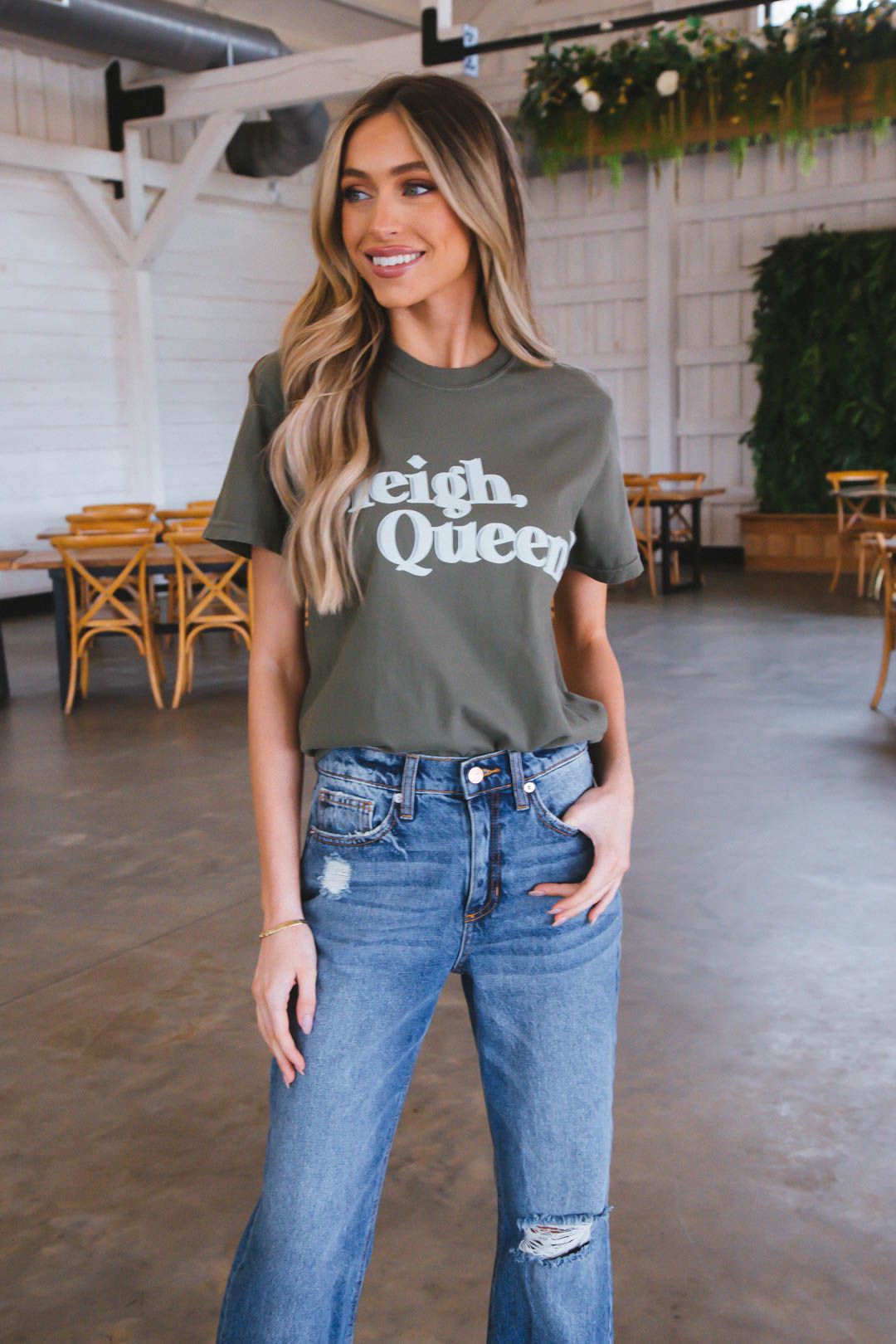 Sleigh Queen Tee, Olive | Friday + Saturday sold by North & Main Clothing Company product image thumbnail 8