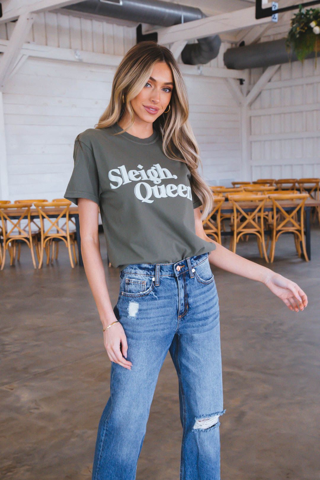 Sleigh Queen Tee, Olive | Friday + Saturday sold by North & Main Clothing Company product image thumbnail 2