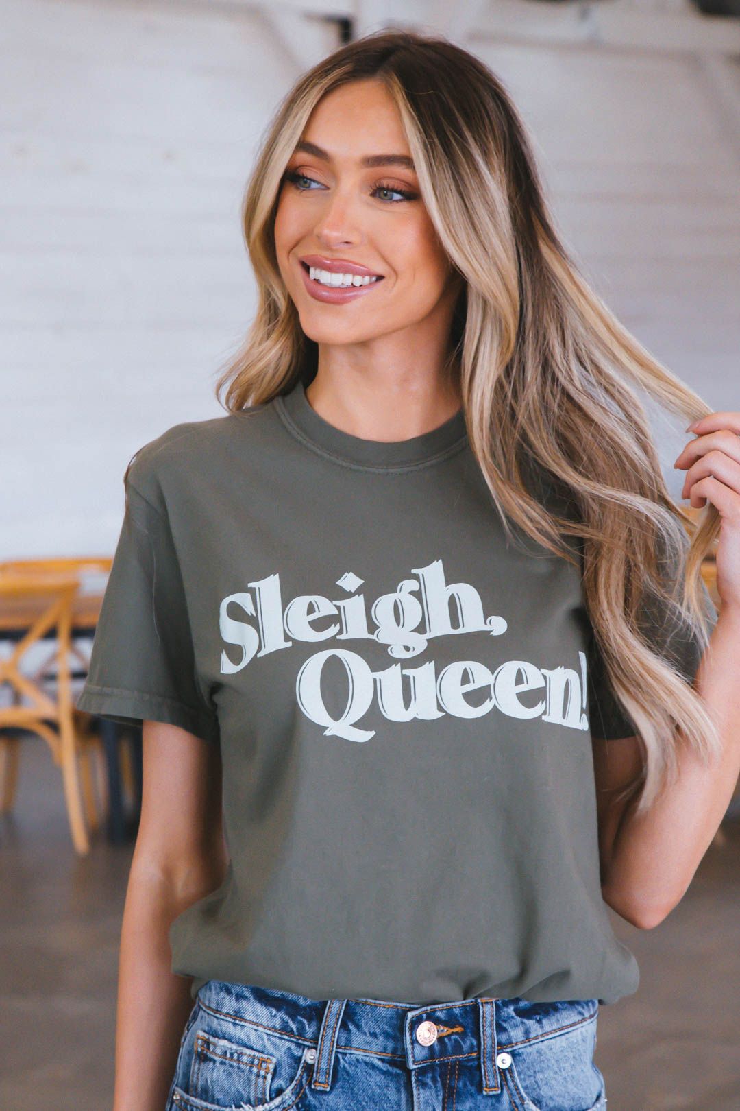 Sleigh Queen Tee, Olive | Friday + Saturday sold by North & Main Clothing Company product image thumbnail 3