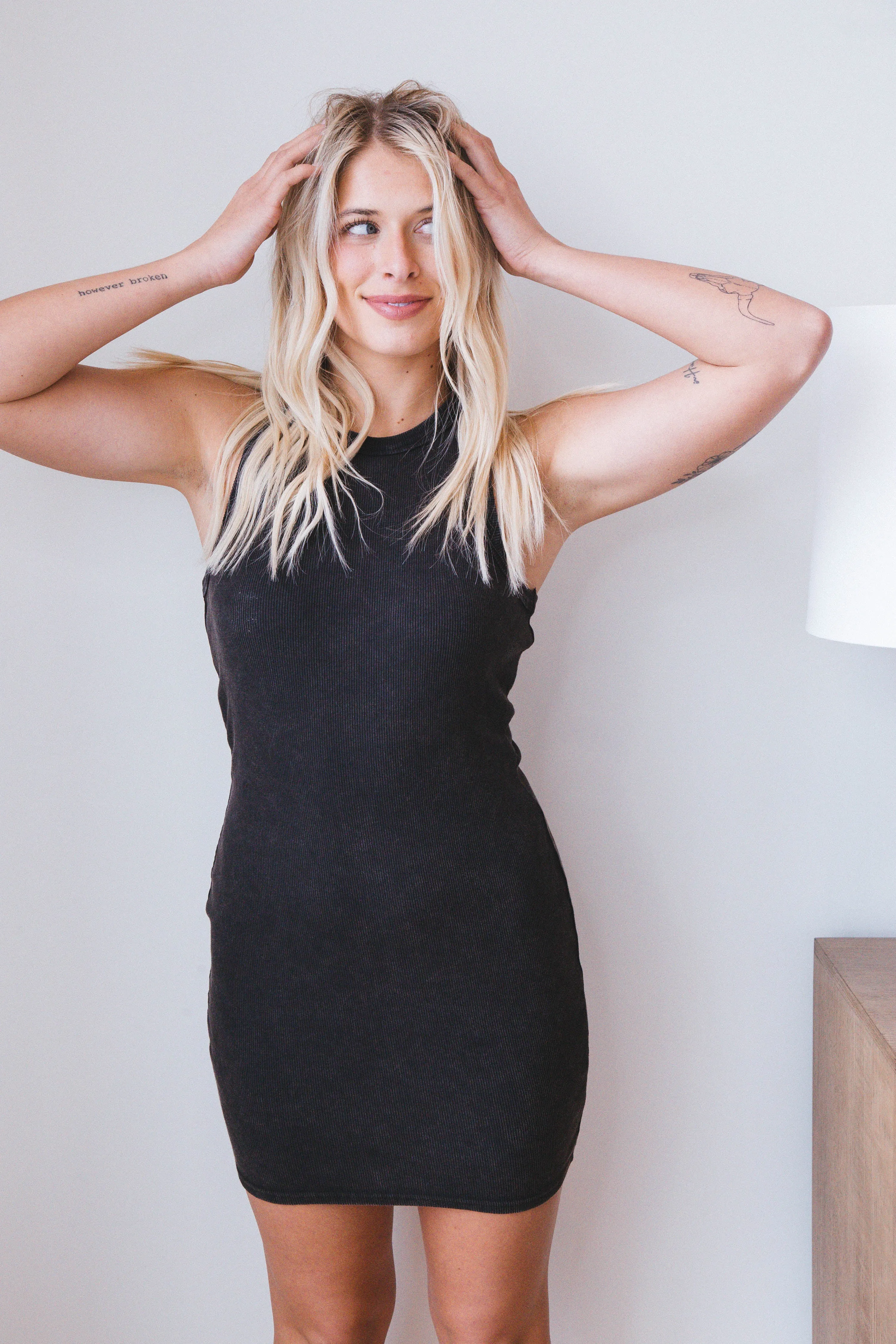 Ashley Acid Washed Mini Dress, Black sold by North & Main Clothing Company product image thumbnail 4