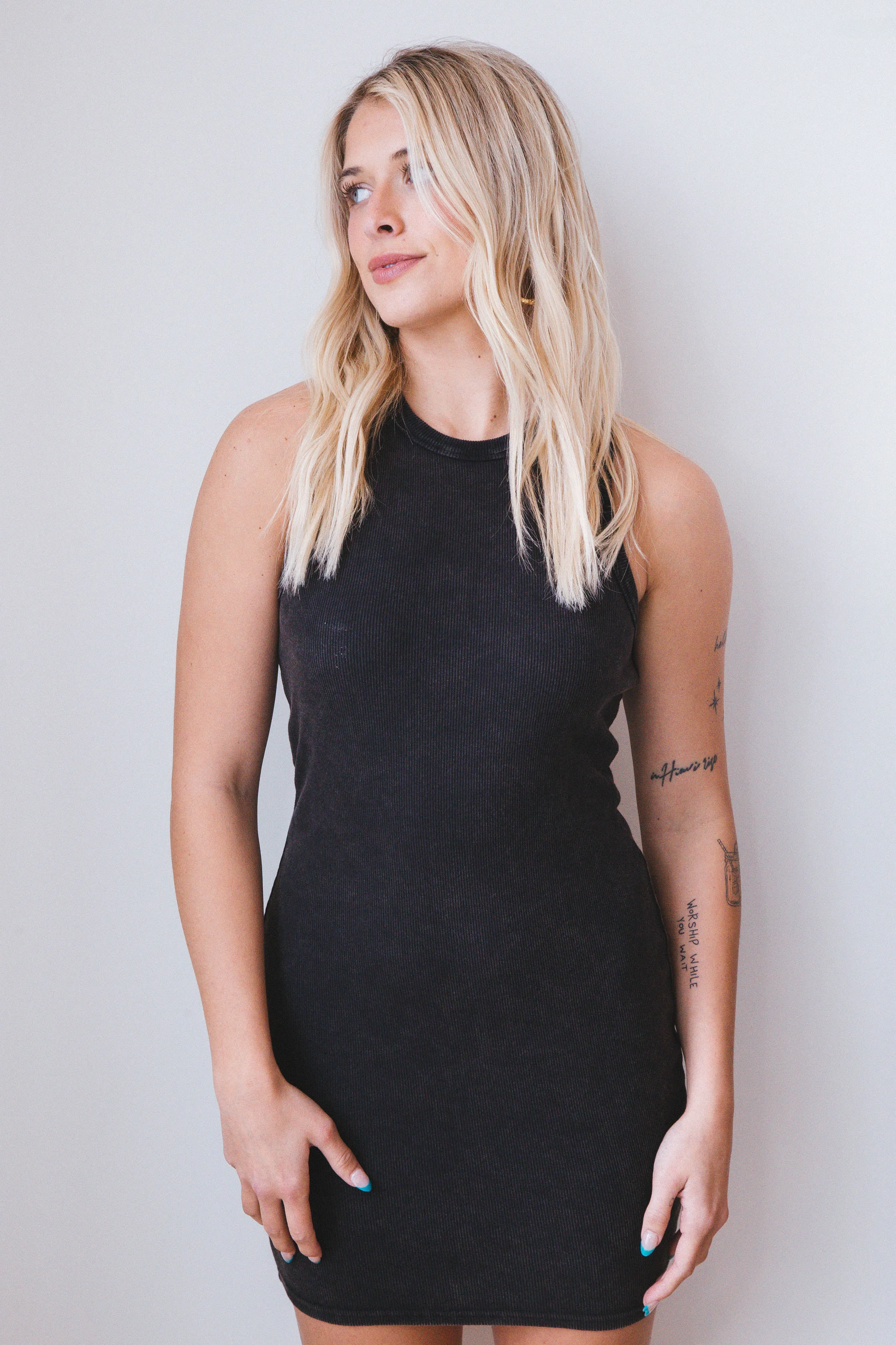 Ashley Acid Washed Mini Dress, Black sold by North & Main Clothing Company product image thumbnail 3