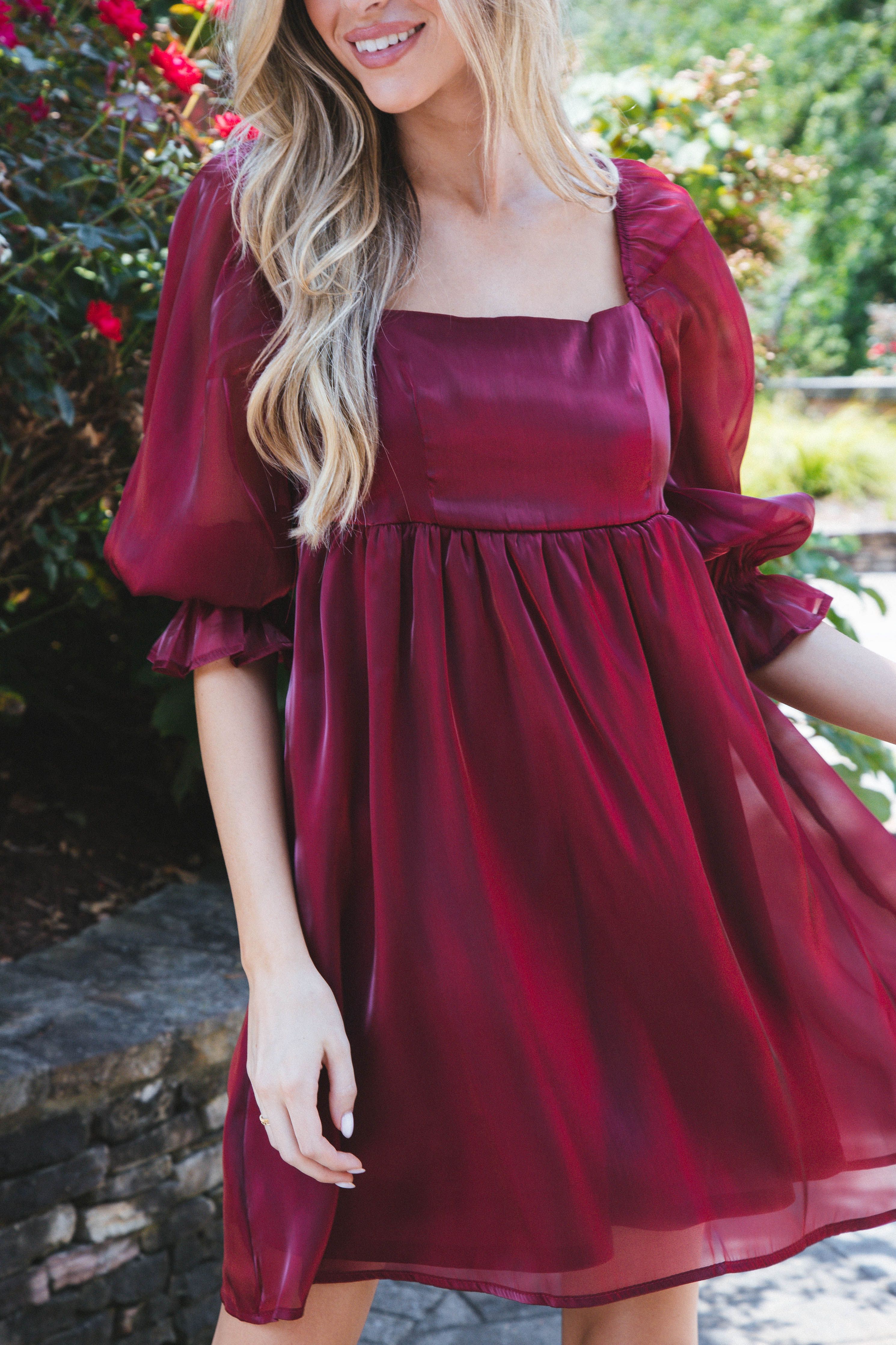 Lost In Love Babydoll Dress, Burgundy sold by North & Main Clothing Company product image thumbnail 3
