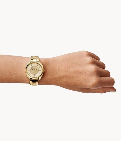 Gabby Three-Hand Date Gold-Tone Stainless Steel Watch, Gold | FOSSIL sold by North & Main Clothing Company product image thumbnail 4
